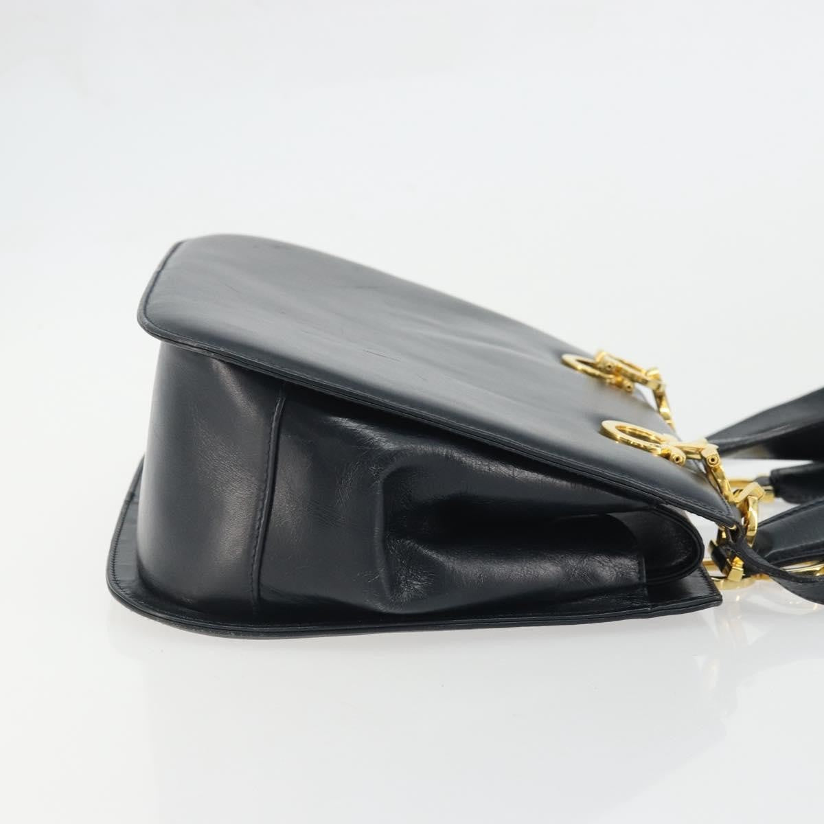 Salvatore Ferragamo Gancini Leather Navy Leather Handbag (Pre-Owned)