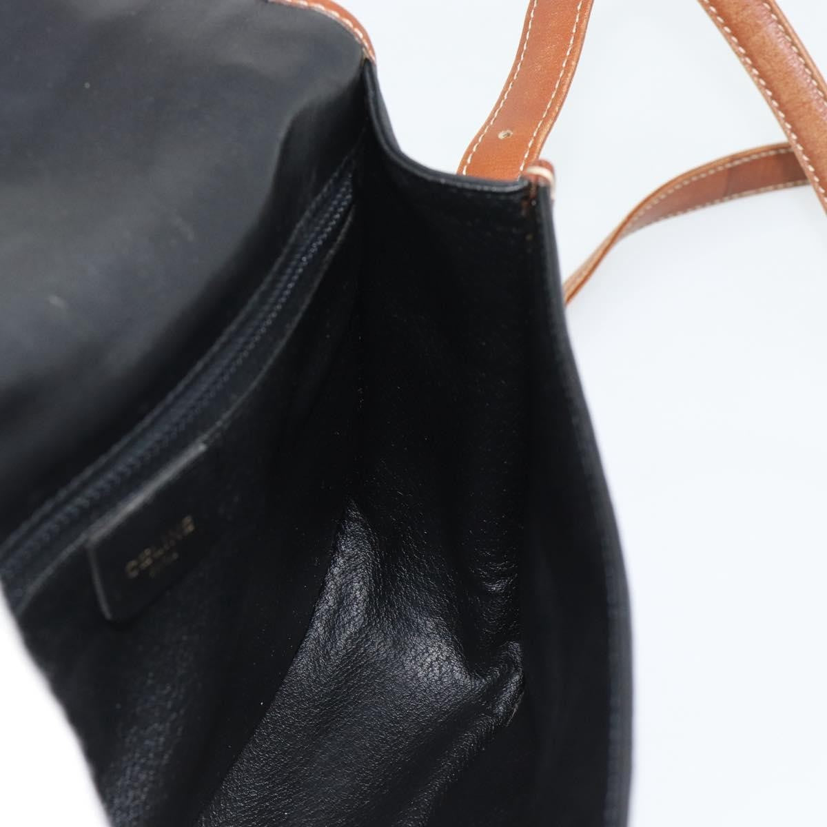 Celine Flap Shoulder Leather Black Leather Shoulder Bag Bag (Pre-Owned)