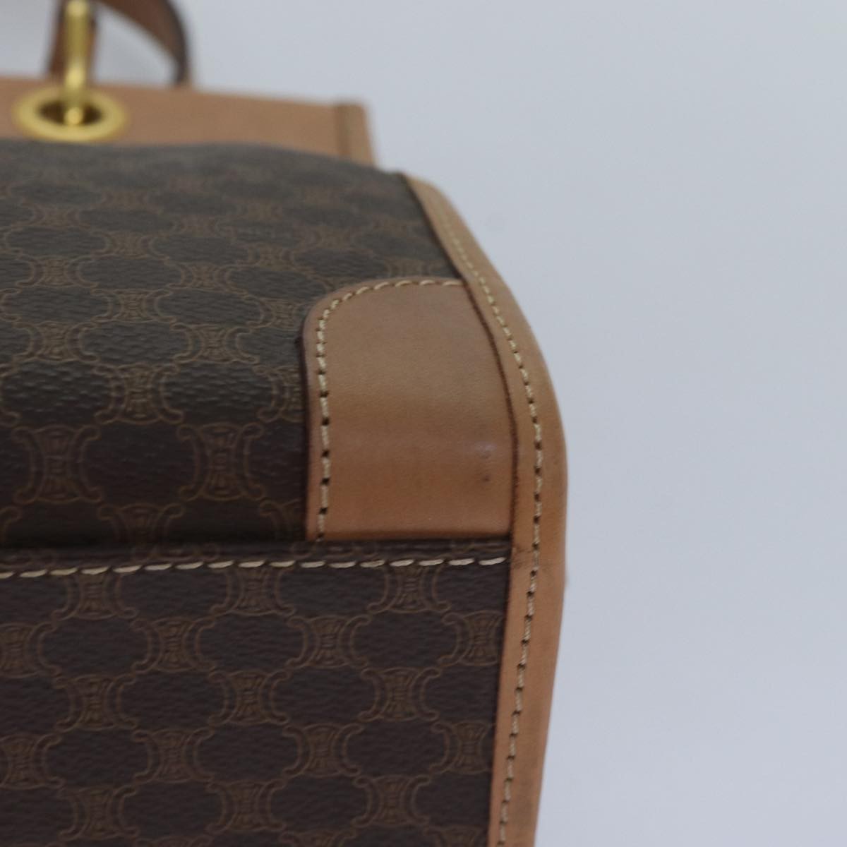 Celine Vintage Macadam Canvas And Leather Brown Canvas Handbag (Pre-Owned)