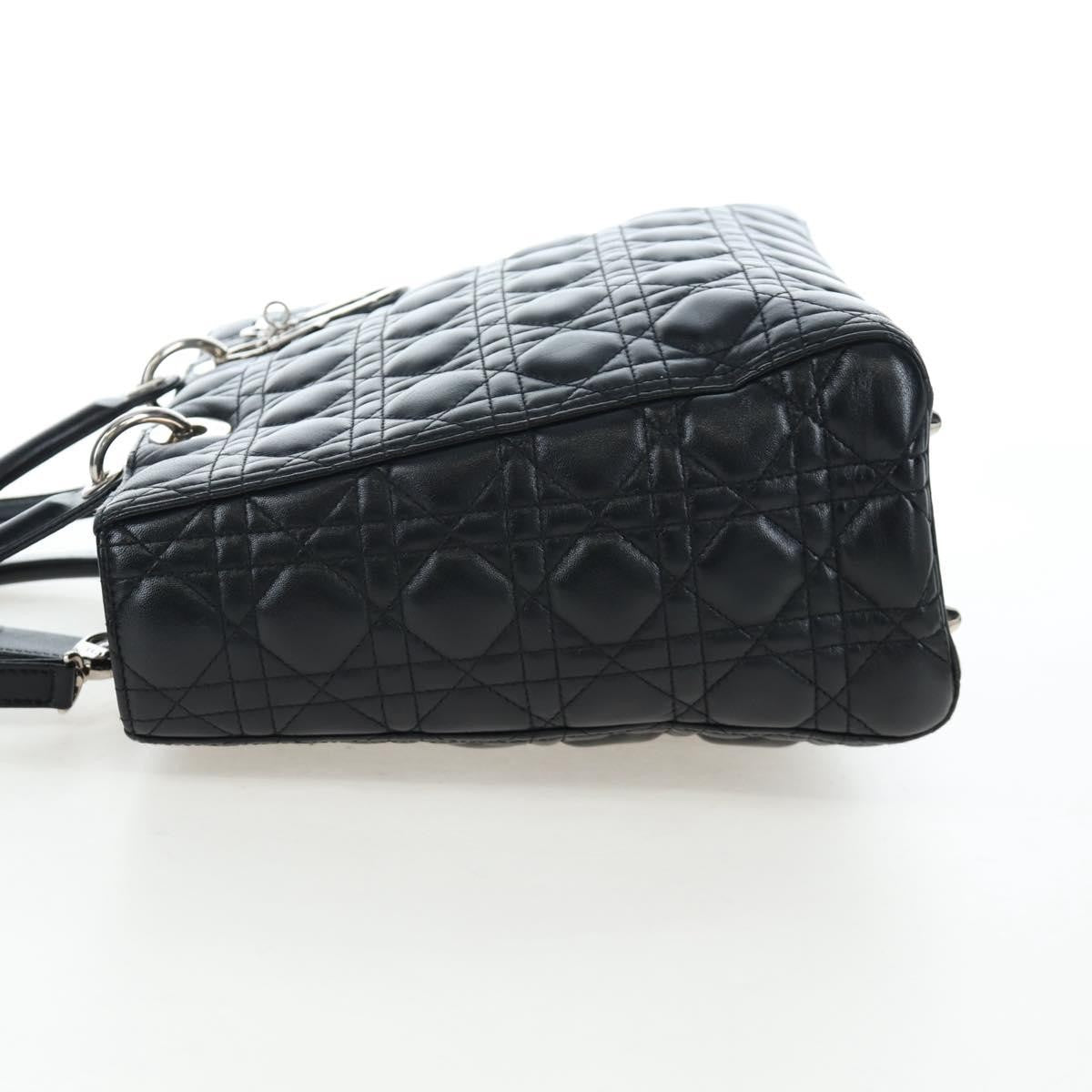 Christian Dior Lady Dior Lambskin Black Leather Handbag (Pre-Owned)