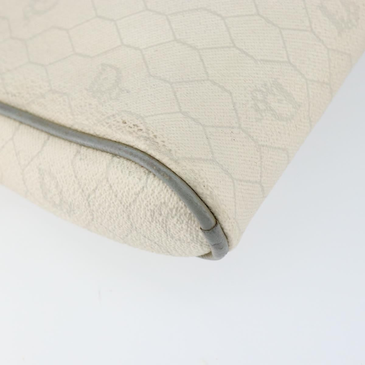 Christian Dior Vintage Honeycomb Zip Coated Canvas White Canvas Clutche & Pouche Bag (Pre-Owned)