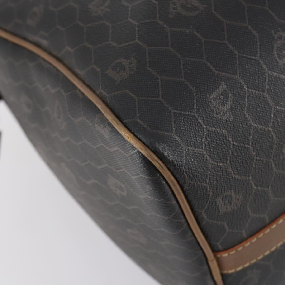 Christian Dior Vintage Honeycomb Boston Canvas And Leather Black Canvas Travel Bag Bag (Pre-Owned)