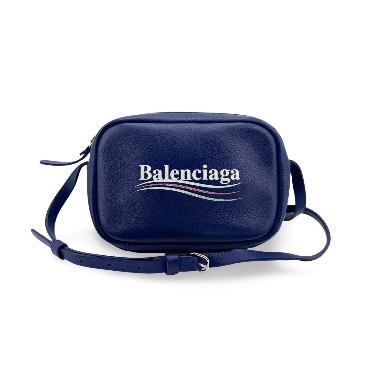 Balenciaga Everyday Camera Printed Leather Blue Leather Handbag (Pre-Owned)