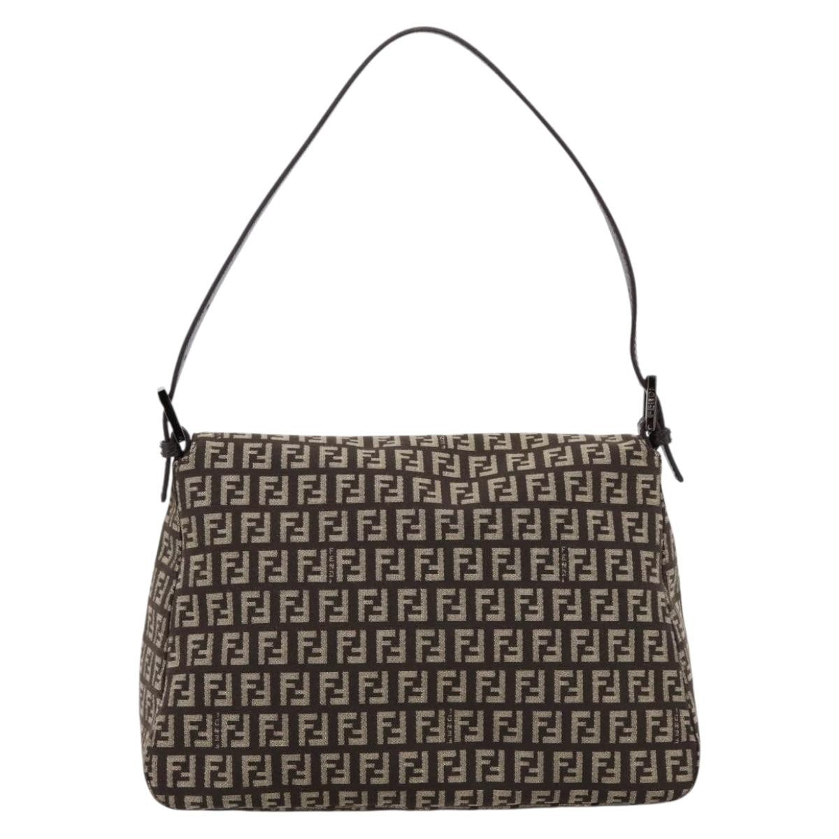 Fendi Mamma Baguette Zucchino Canvas Brown Canvas Shoulder Bag Bag (Pre-Owned)