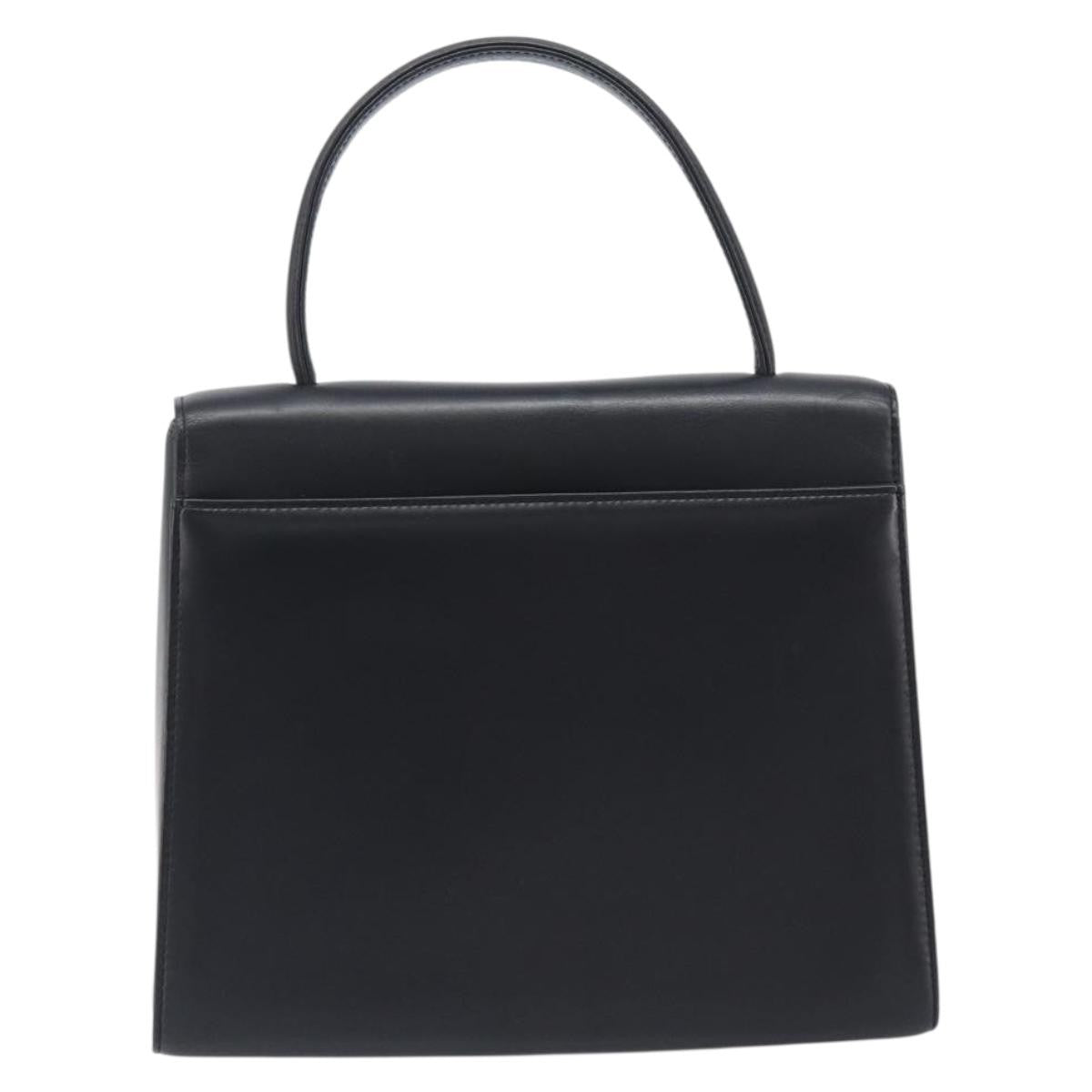 Valentino Garavani Top Handle Flap Leather Black Leather Handbag (Pre-Owned)