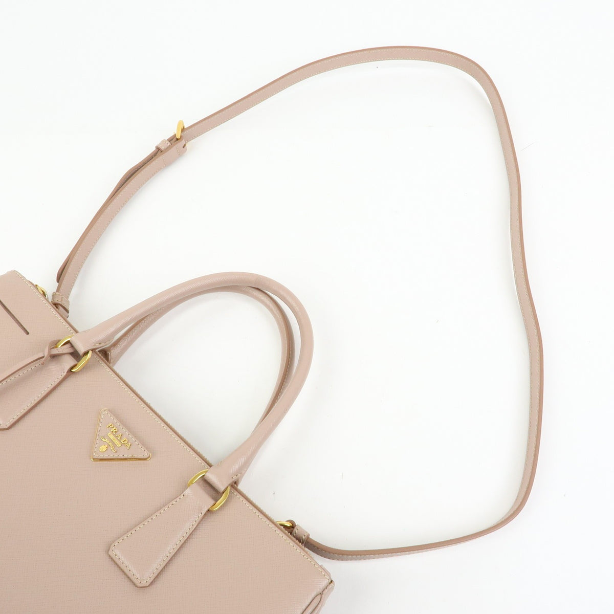Prada Galliera Saffiano Leather With Applique Pink Leather Handbag (Pre-Owned)