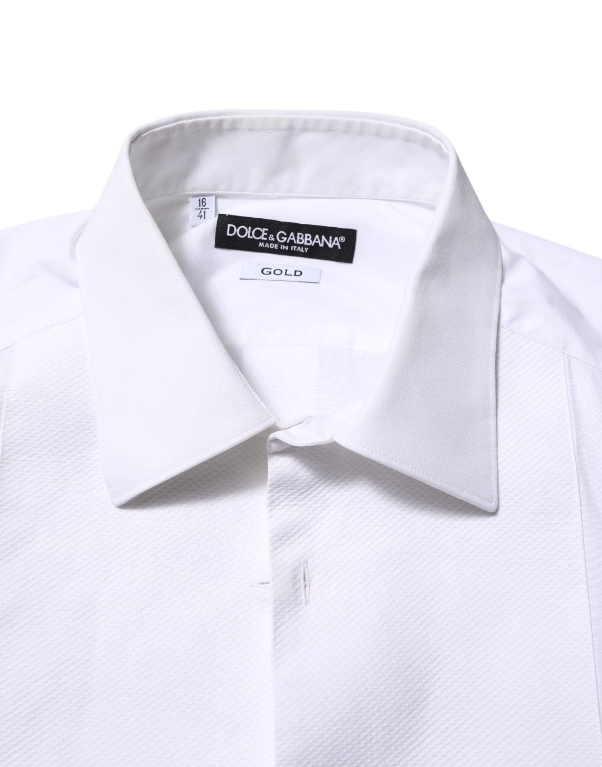 Dolce & Gabbana White Bib Cotton Popline GOLD Men Formal Men's Shirt