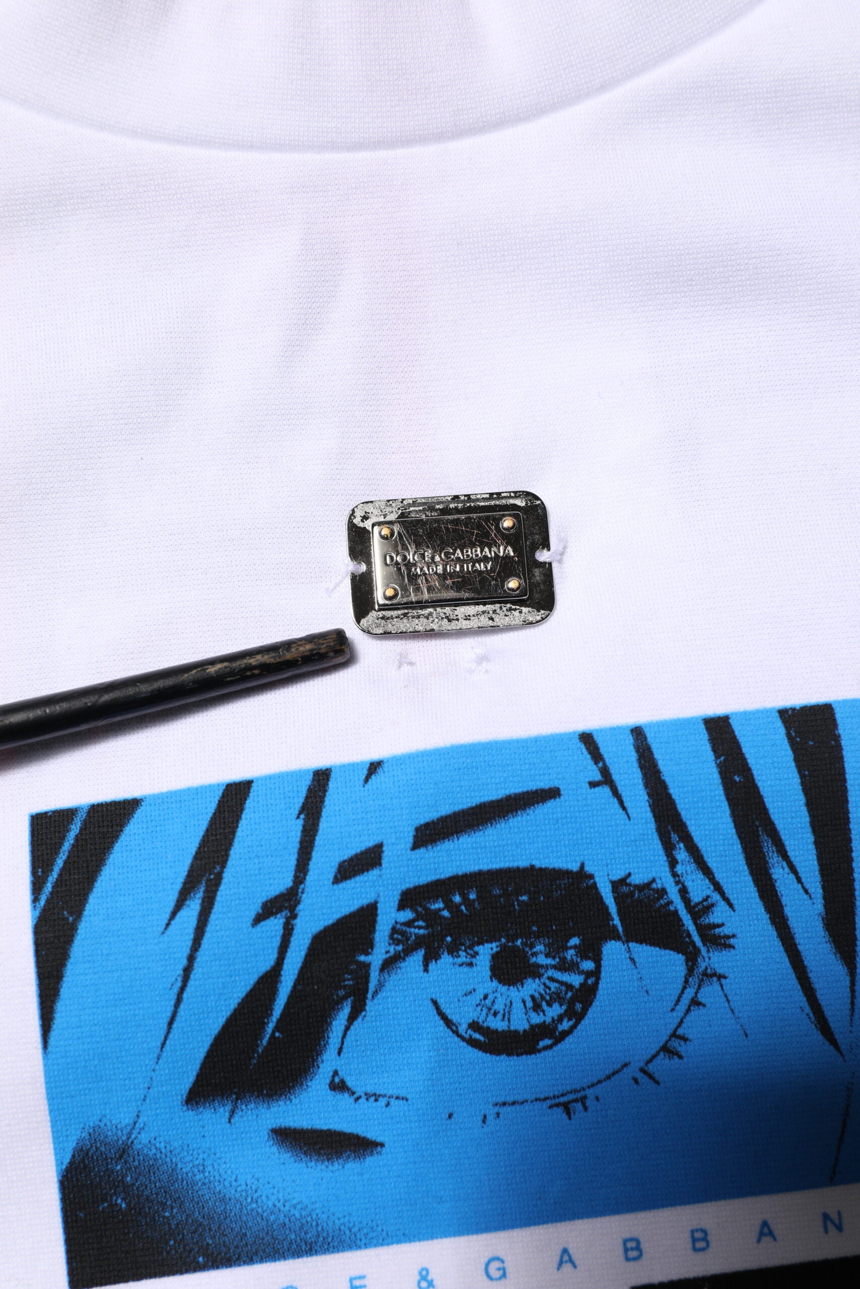 Dolce & Gabbana White Cotton Crew Neck Graphic Print Men's T-shirt