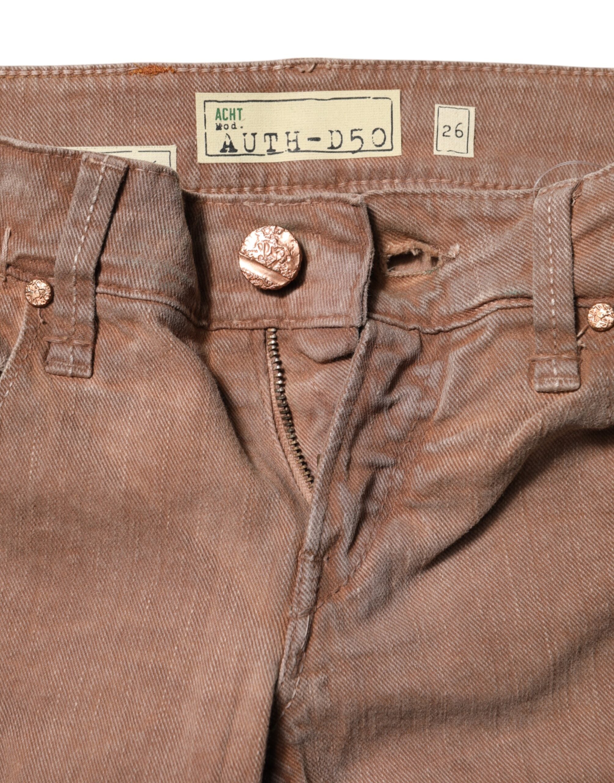 Acht Brown Cotton Slim Fit Denim Low Waist Women's Jeans