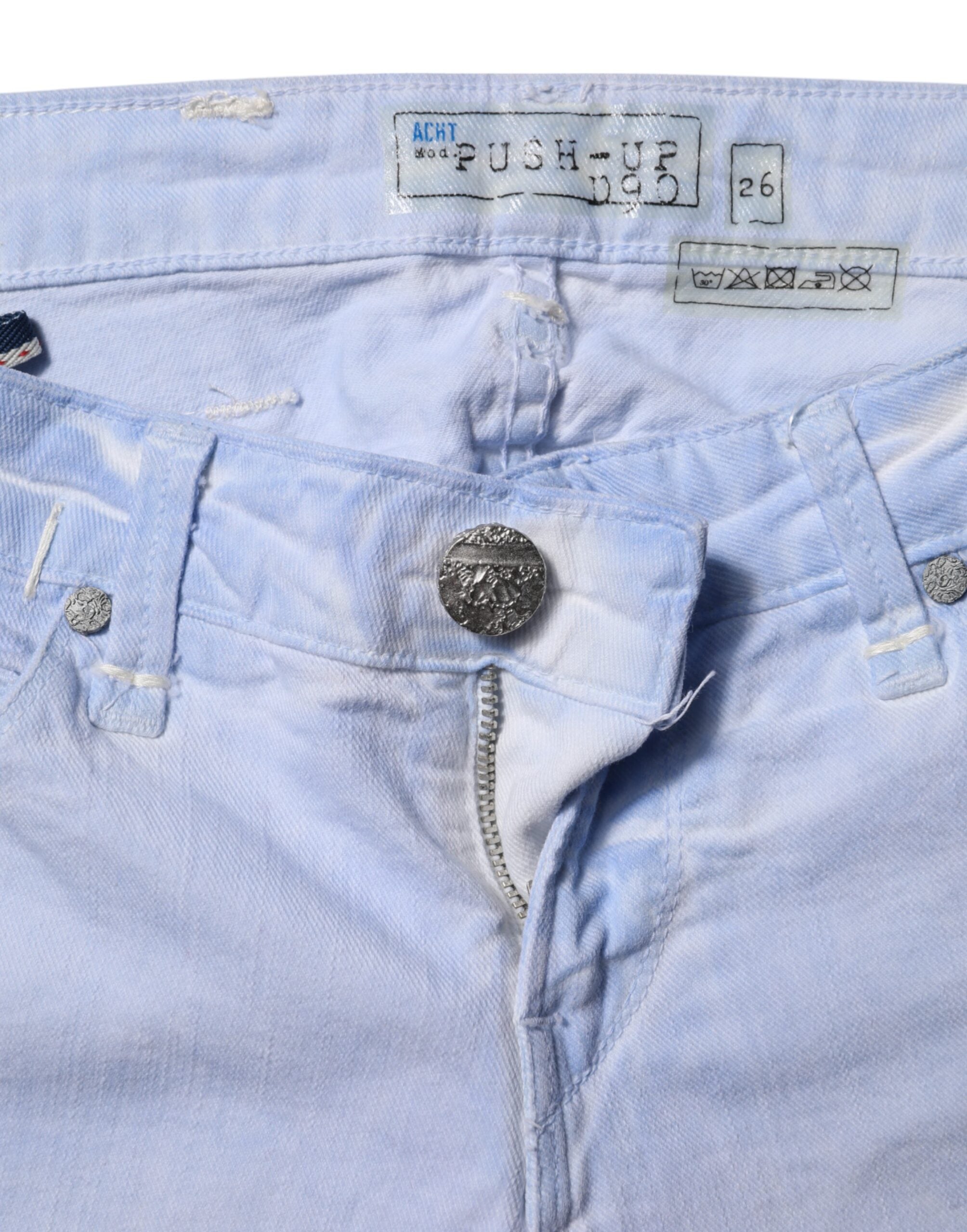 Acht Light Blue Cotton Slim Fit Denim Low Waist Denim Women's Jeans
