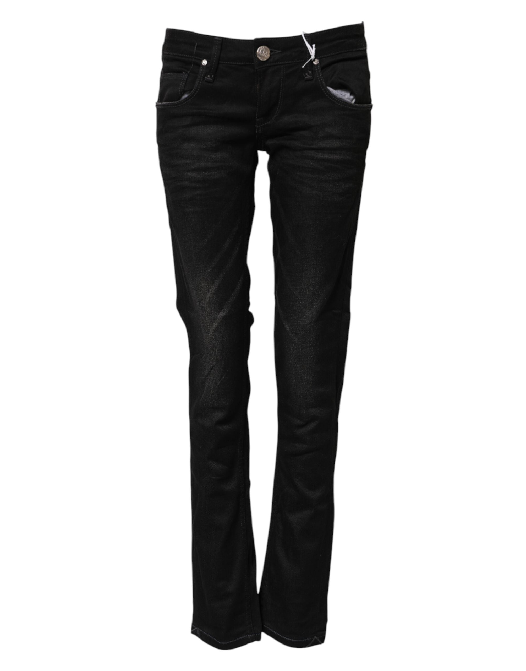 Acht Black Cotton Slim Fit Denim Low Waist Denim Women's Jeans