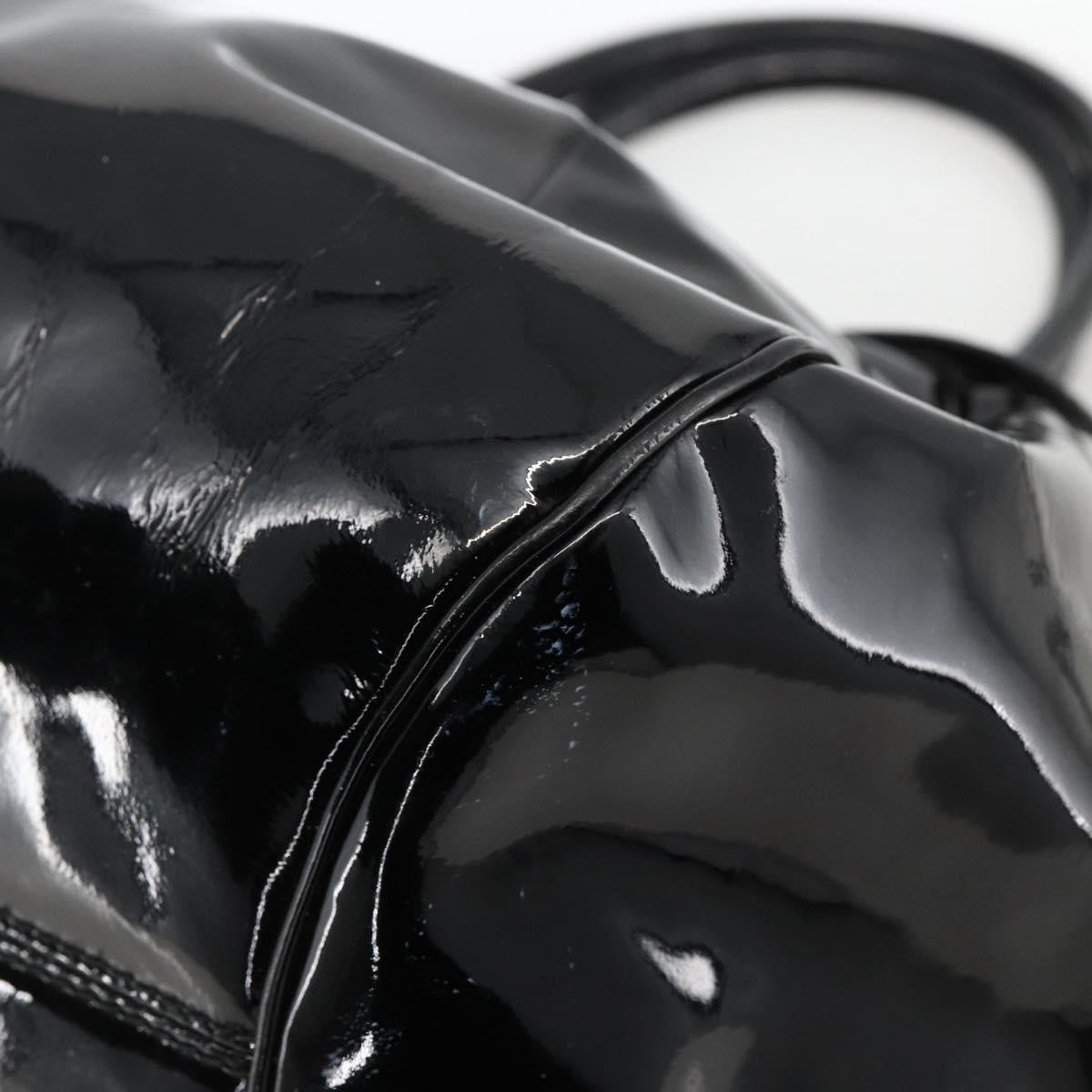 Salvatore Ferragamo Gancini Patent Leather Black Patent_Leather Handbag (Pre-Owned)