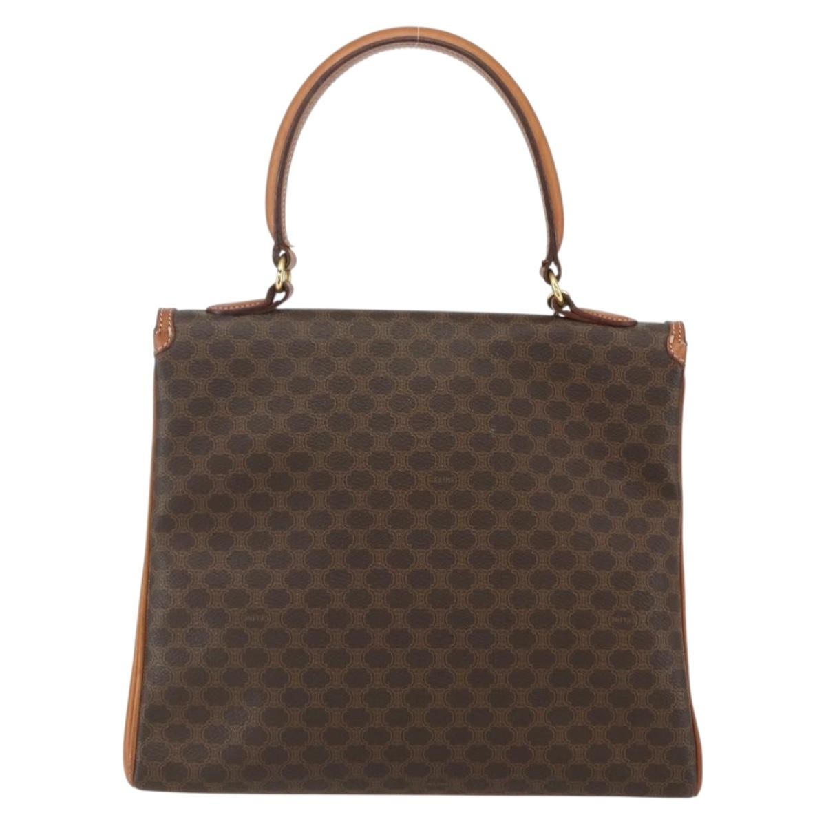 Celine Vintage Macadam Canvas And Leather Brown Canvas Handbag (Pre-Owned)