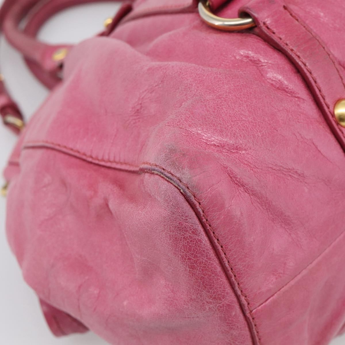 Miu Miu Vitello Lux Leather Pink Leather Handbag (Pre-Owned)