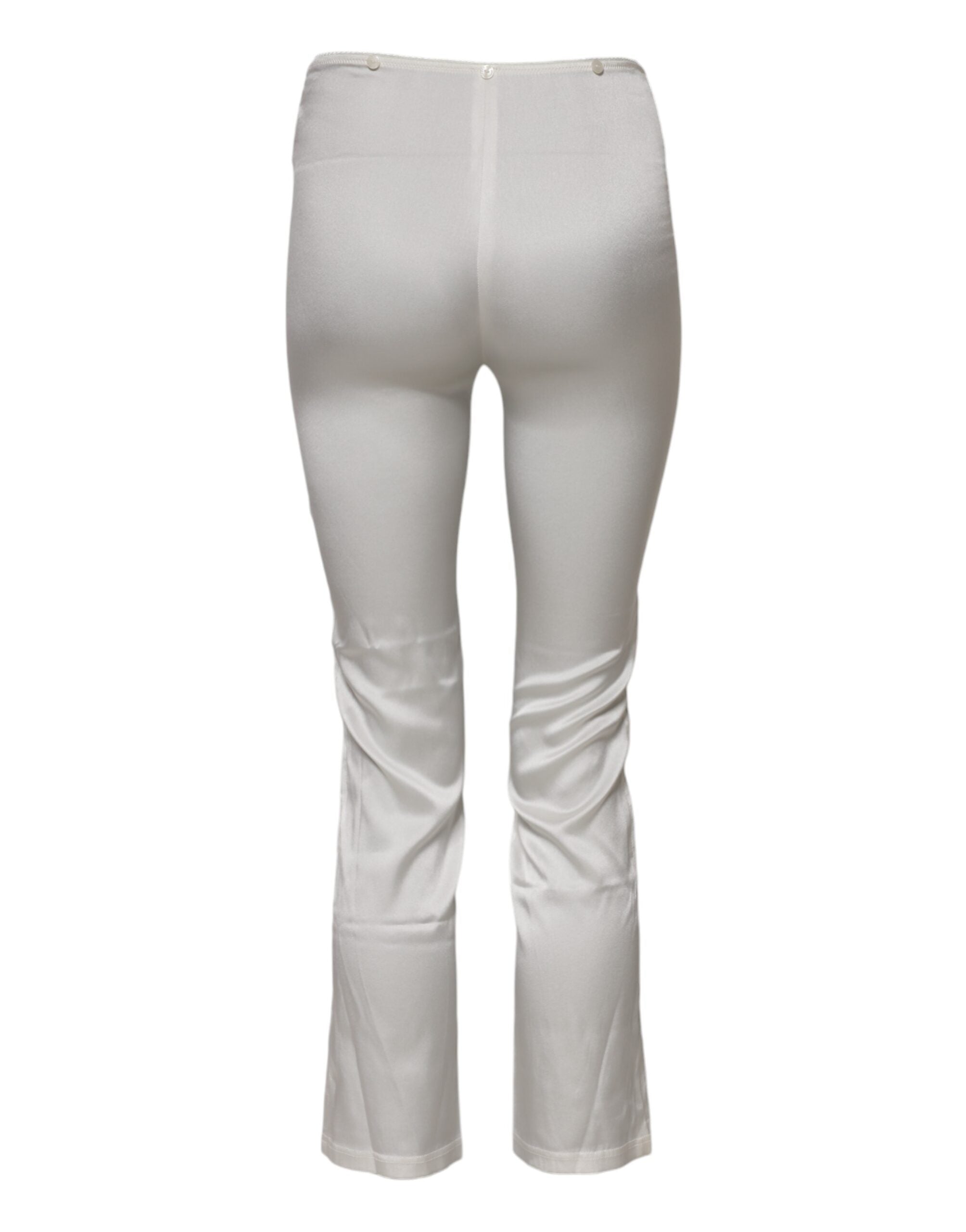 Dolce & Gabbana Ivory Silk Tapered High Waist Women's Pants (Pre-Owned)