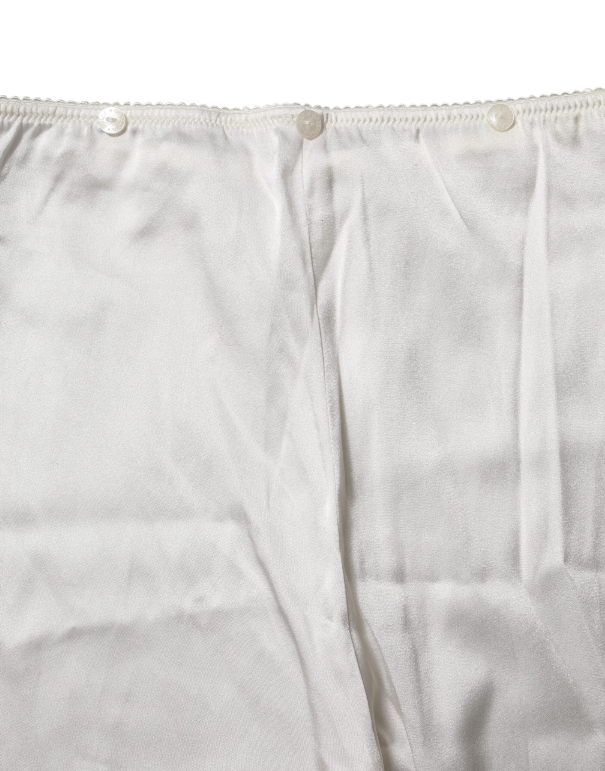 Dolce & Gabbana Ivory Silk Tapered High Waist Women's Pants (Pre-Owned)