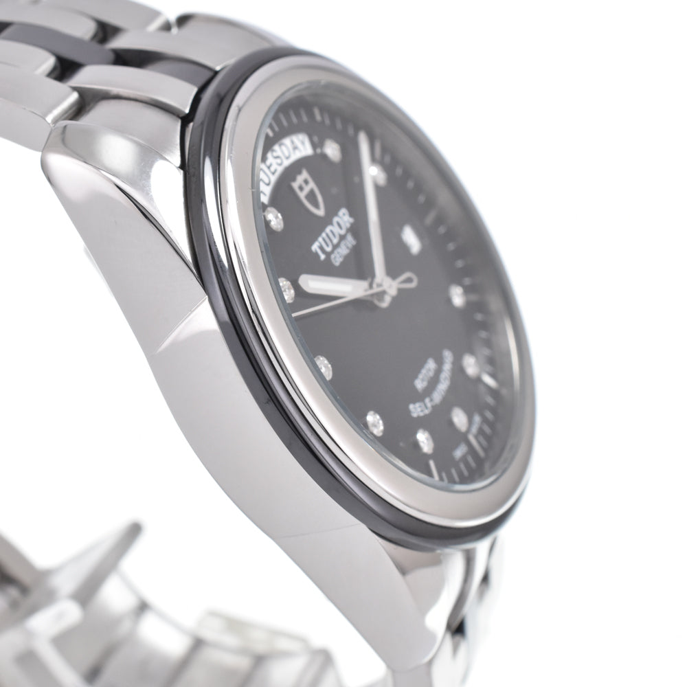 Tudor Glamour Day Date Automatic Stainless Steel With Diamonds Watch (Pre-Owned)
