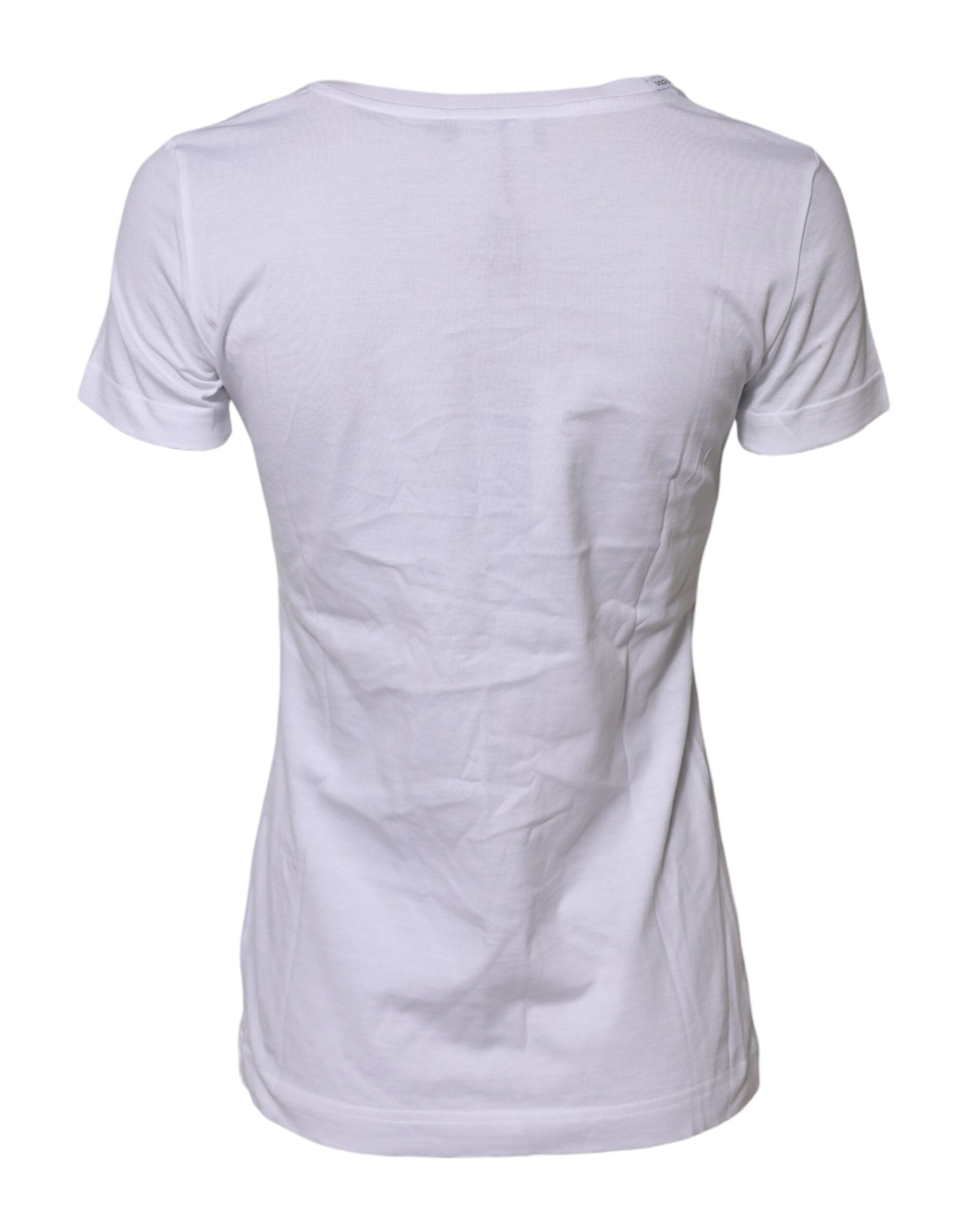 Dolce & Gabbana White Cotton Short Sleeves Round Neck Women's T-shirt (Pre-Owned)