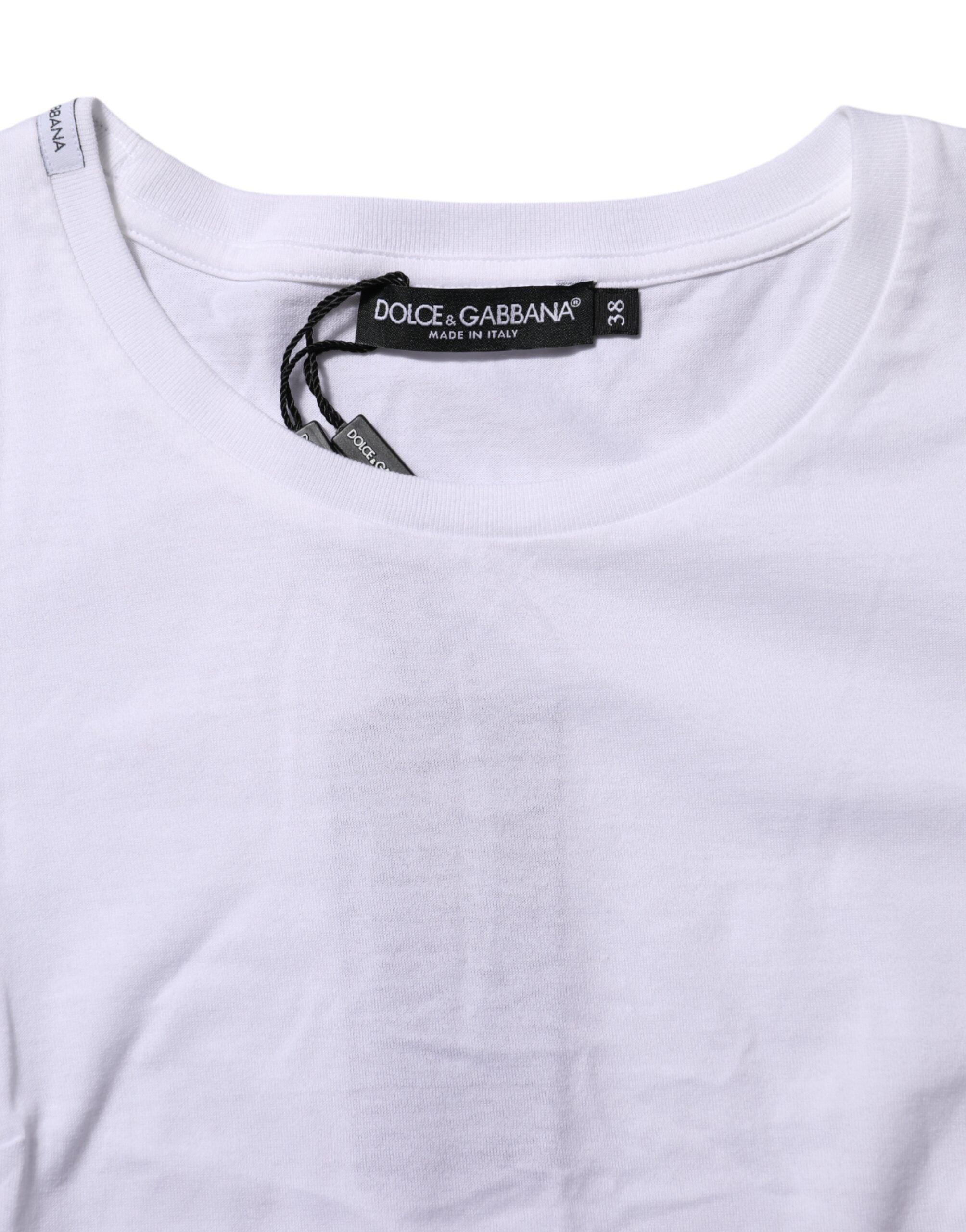 Dolce & Gabbana White Cotton Short Sleeves Round Neck Women's T-shirt (Pre-Owned)