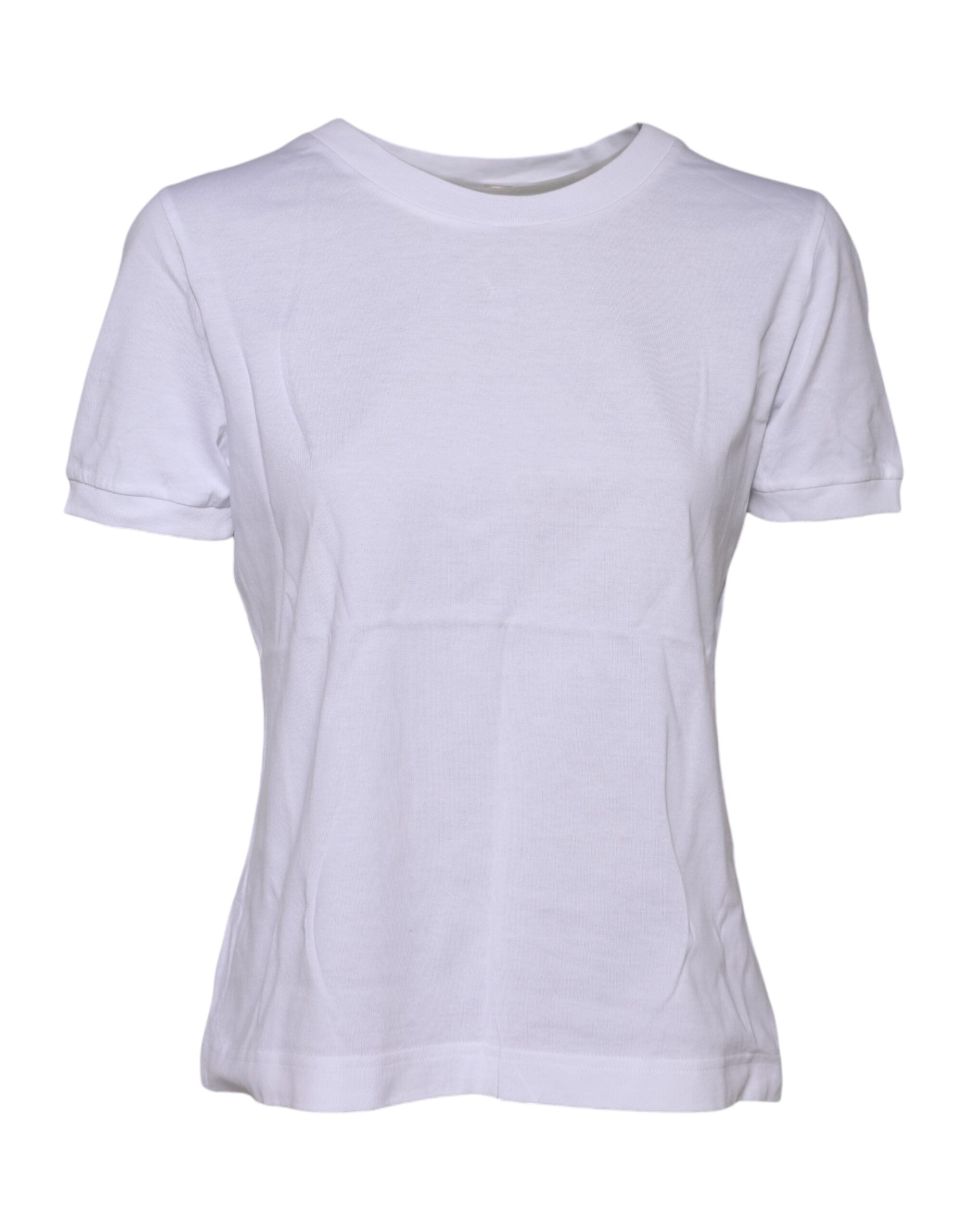 Dolce & Gabbana White Cotton Round Neck Short Sleeves Women's T-shirt (Pre-Owned)