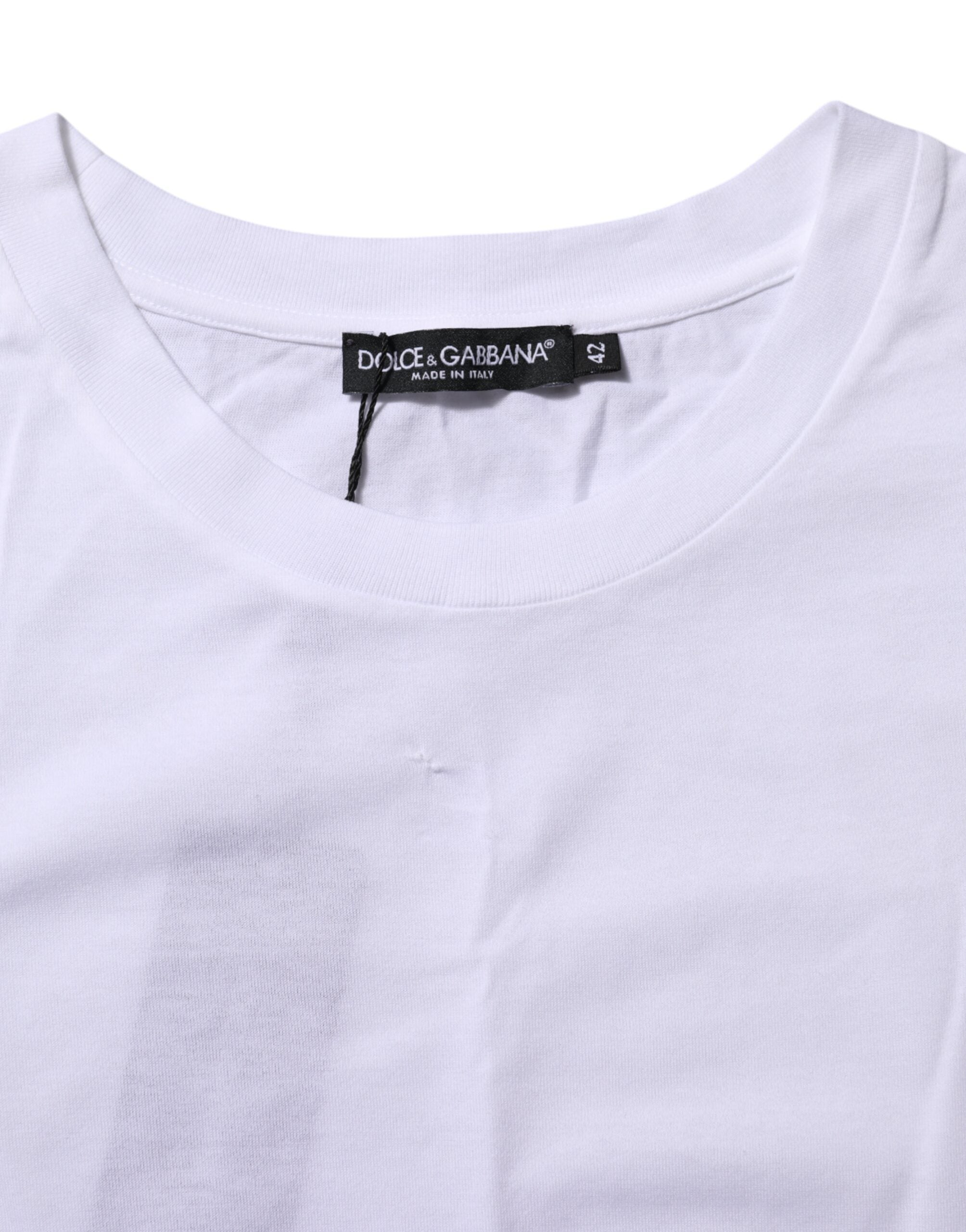 Dolce & Gabbana White Cotton Round Neck Short Sleeves Women's T-shirt (Pre-Owned)