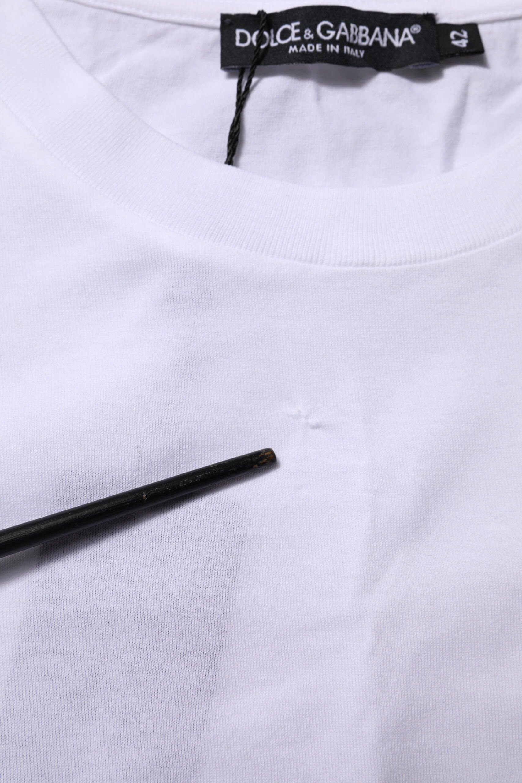 Dolce & Gabbana White Cotton Round Neck Short Sleeves Women's T-shirt (Pre-Owned)