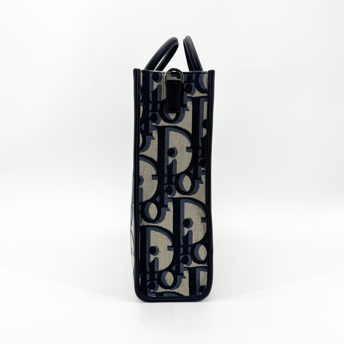 Christian Dior Book Tote With Strap Oblique Canvas Black Canvas Tote Bag Bag (Pre-Owned)