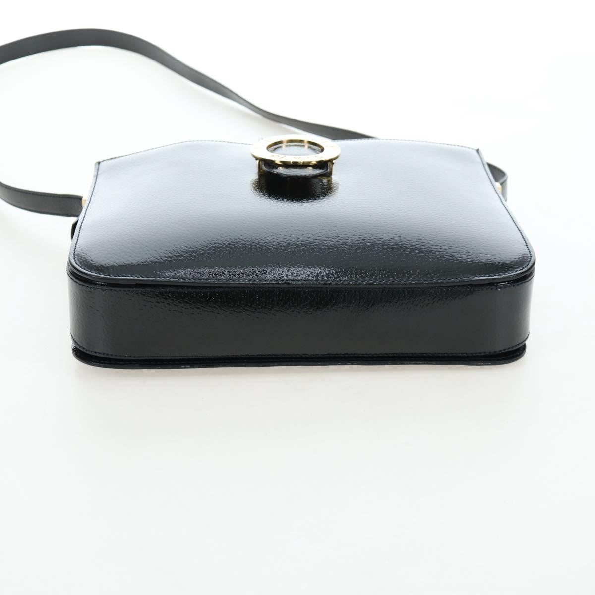 Celine Vintage Logo Ring Shoulder Bag Patent Leather Green Patent_Leather Shoulder Bag Bag (Pre-Owned)