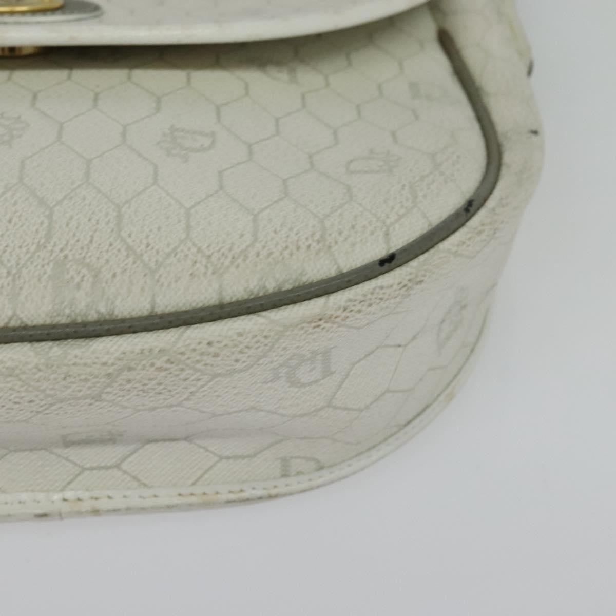 Christian Dior Vintage Honeycomb Flap Coated Canvas White Canvas Wallets Accessory (Pre-Owned)