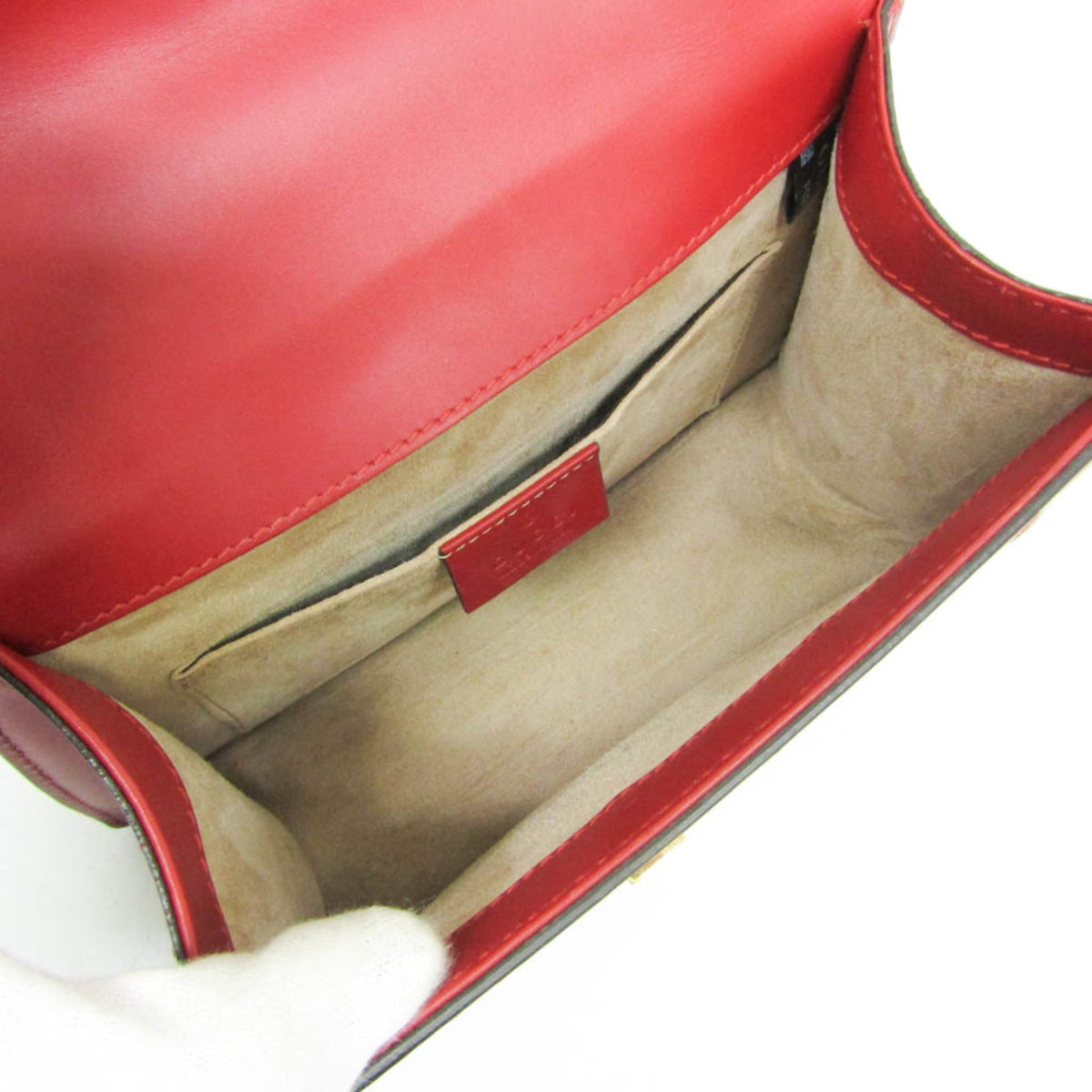 Gucci Sylvie Top Handle Leather Red Leather Handbag (Pre-Owned)