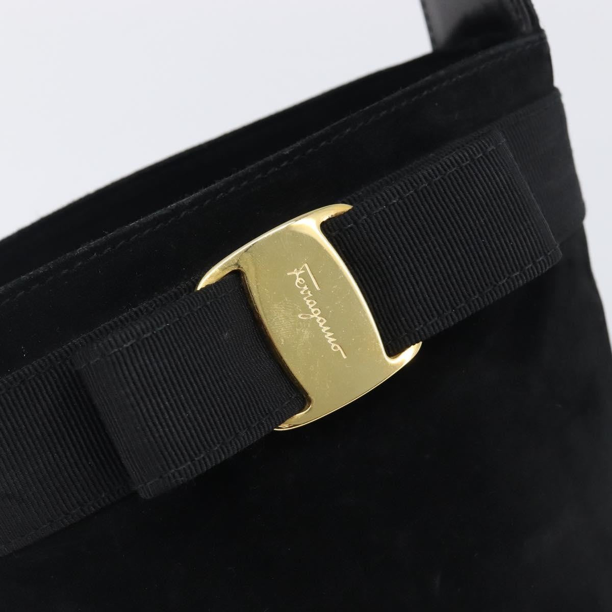 Salvatore Ferragamo Vala Suede Black Suede Shoulder Bag Bag (Pre-Owned)