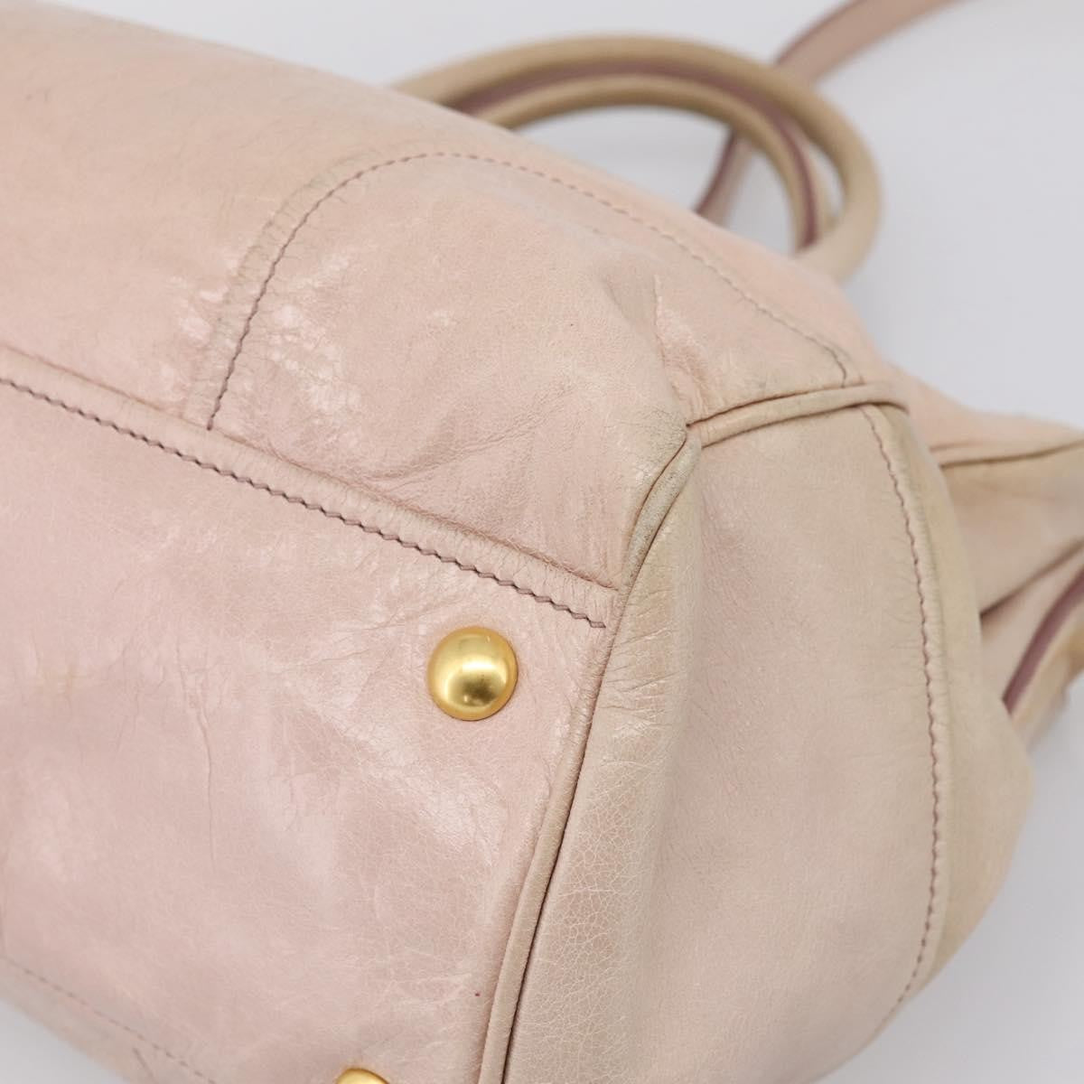 Miu Miu Vitello Lux Ring Satchel Leather Pink Leather Handbag (Pre-Owned)