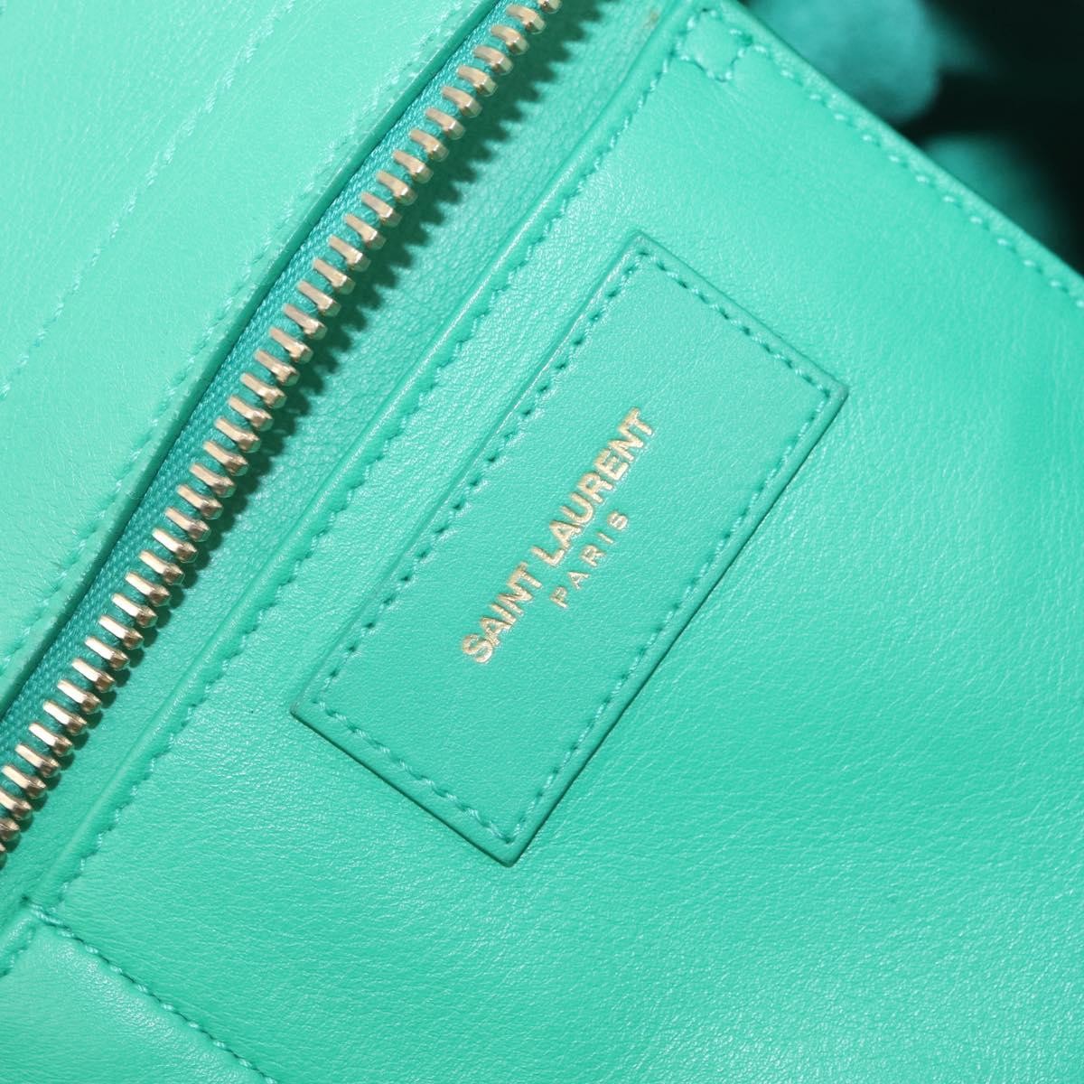 Saint Laurent Classic Y Cabas Leather Green Leather Tote Bag Bag (Pre-Owned)