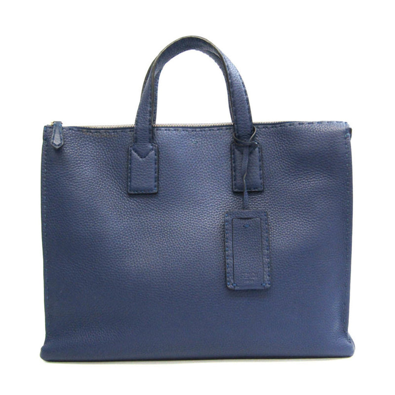 Fendi Selleria Blue Leather Briefcase Bag (Pre-Owned)