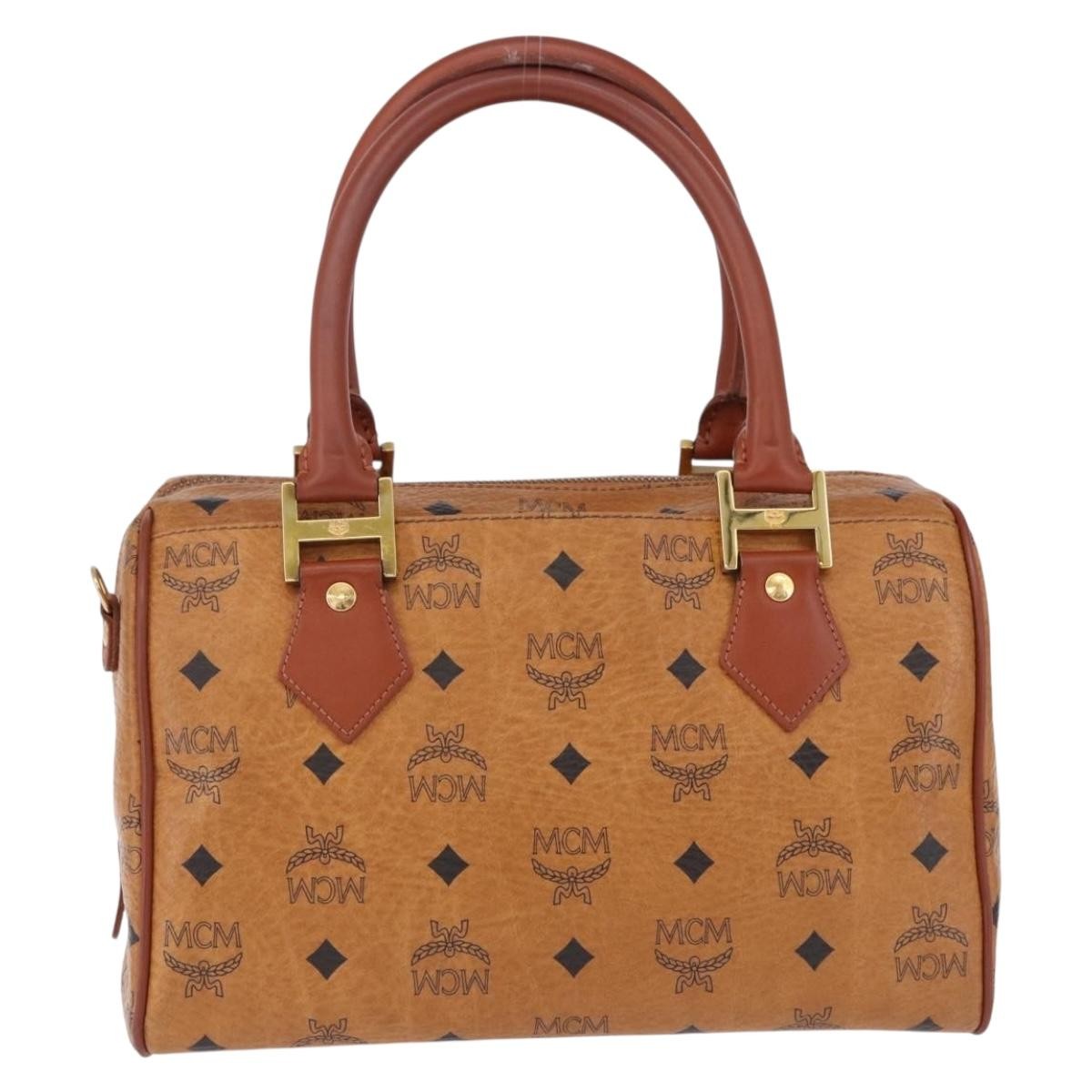 MCM Visetos Logogramme Leather Brown Leather Handbag (Pre-Owned)