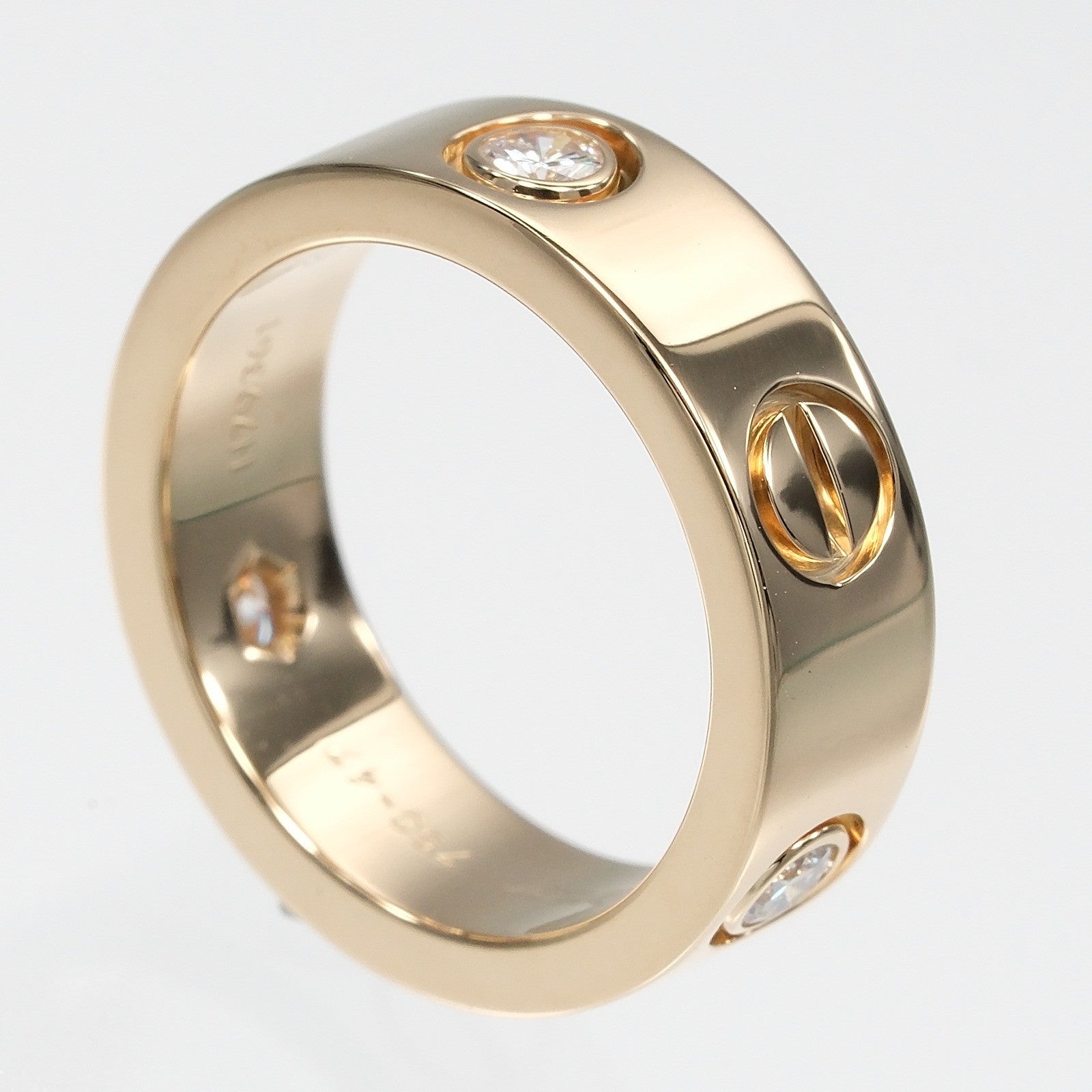 Cartier Love 3 Diamonds Band 18K Yellow Gold With Diamonds Gold Yellow_Gold Ring Jewelry (Pre-Owned)