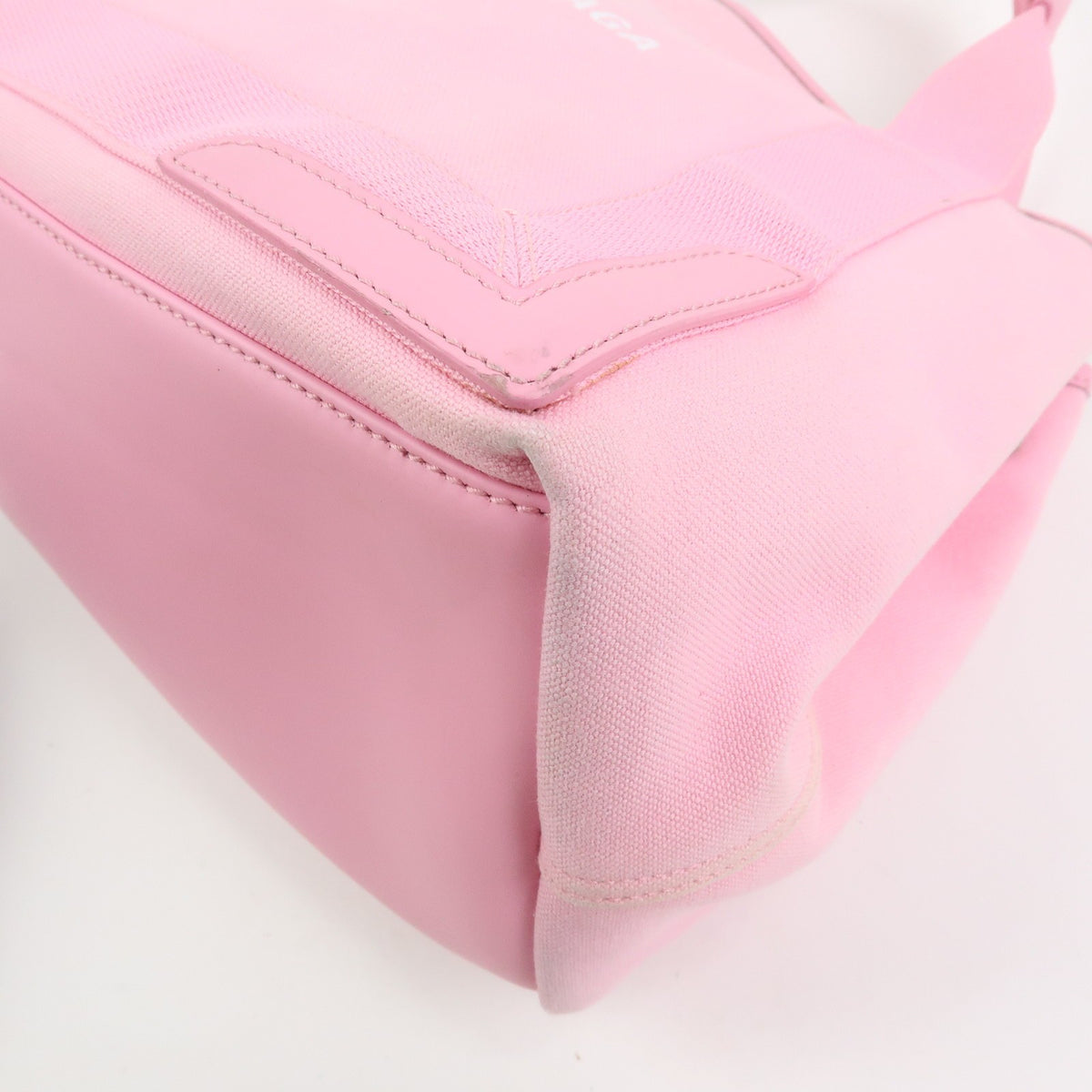 Balenciaga Navy Cabas Canvas With Leather Pink Canvas Tote Bag Bag (Pre-Owned)