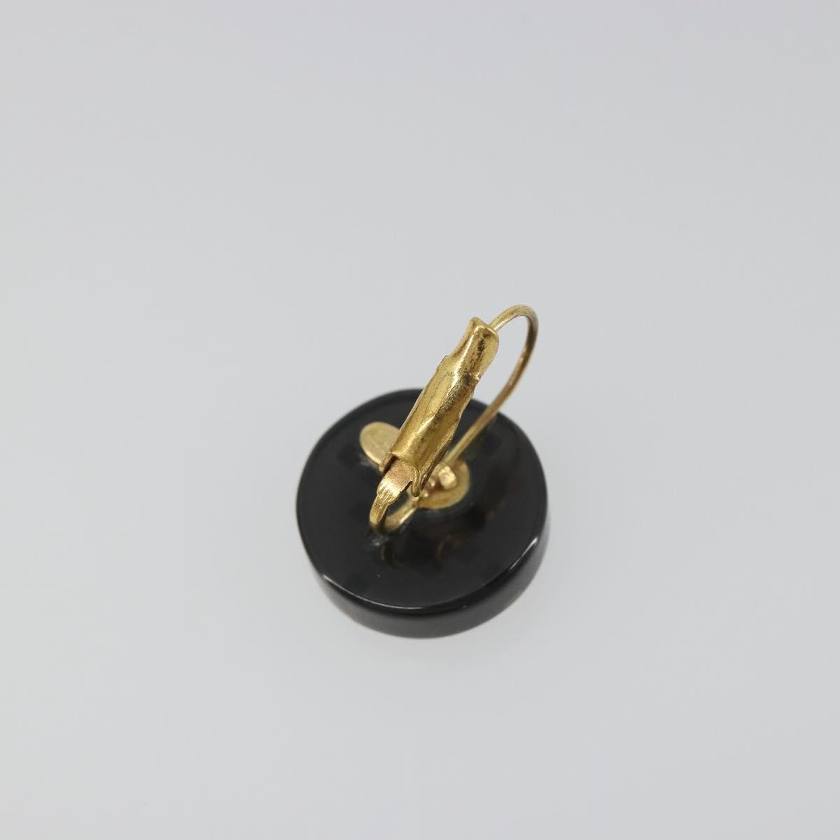 Chanel Cc Round Stud Metal And Resin Black Plastic Earrings Jewelry (Pre-Owned)