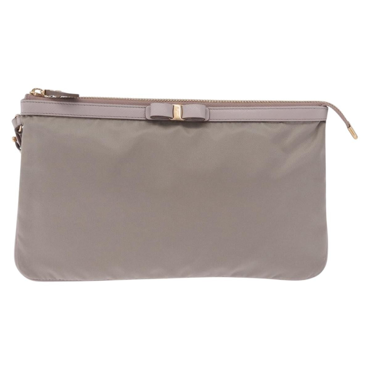 Salvatore Ferragamo Vala Clutch Nylon Gray Nylon Clutche & Pouche Bag (Pre-Owned)