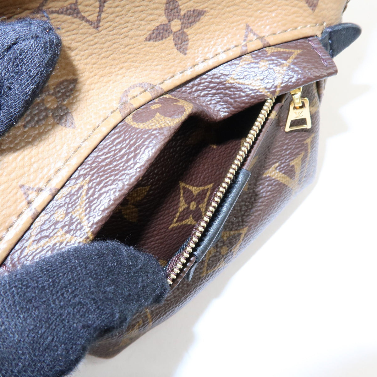 Louis Vuitton Palm Springs Reverse Monogram Canvas Brown Canvas Backpack Bag (Pre-Owned)