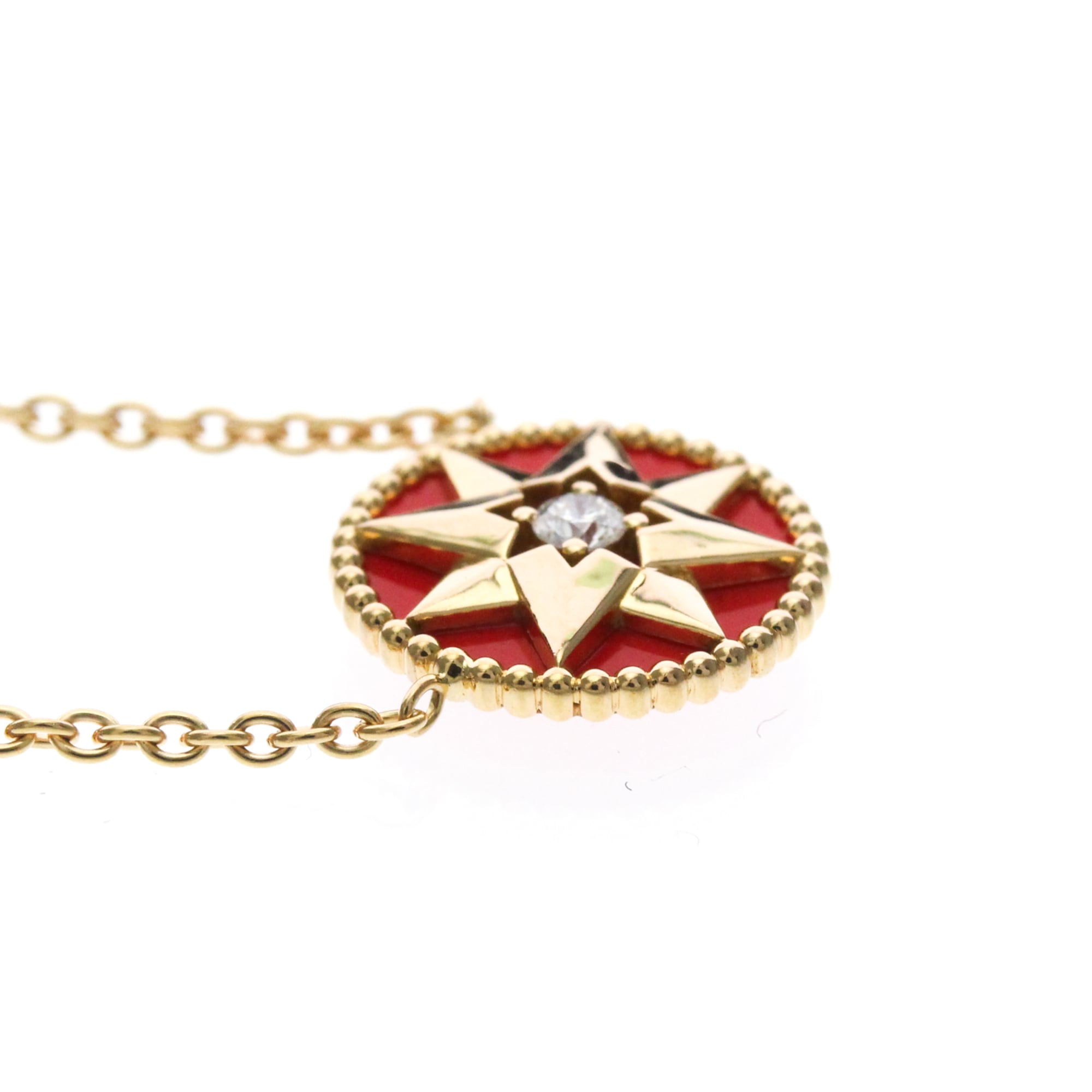 Christian Dior Rose Des Vents 18K Rose Gold With Diamonds Gold Pink_Gold Necklace Jewelry (Pre-Owned)