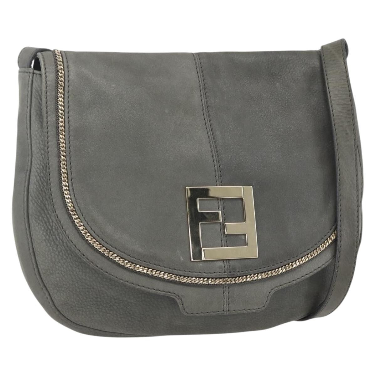 Fendi Shoulder Leather Gray Leather Shoulder Bag Bag (Pre-Owned)