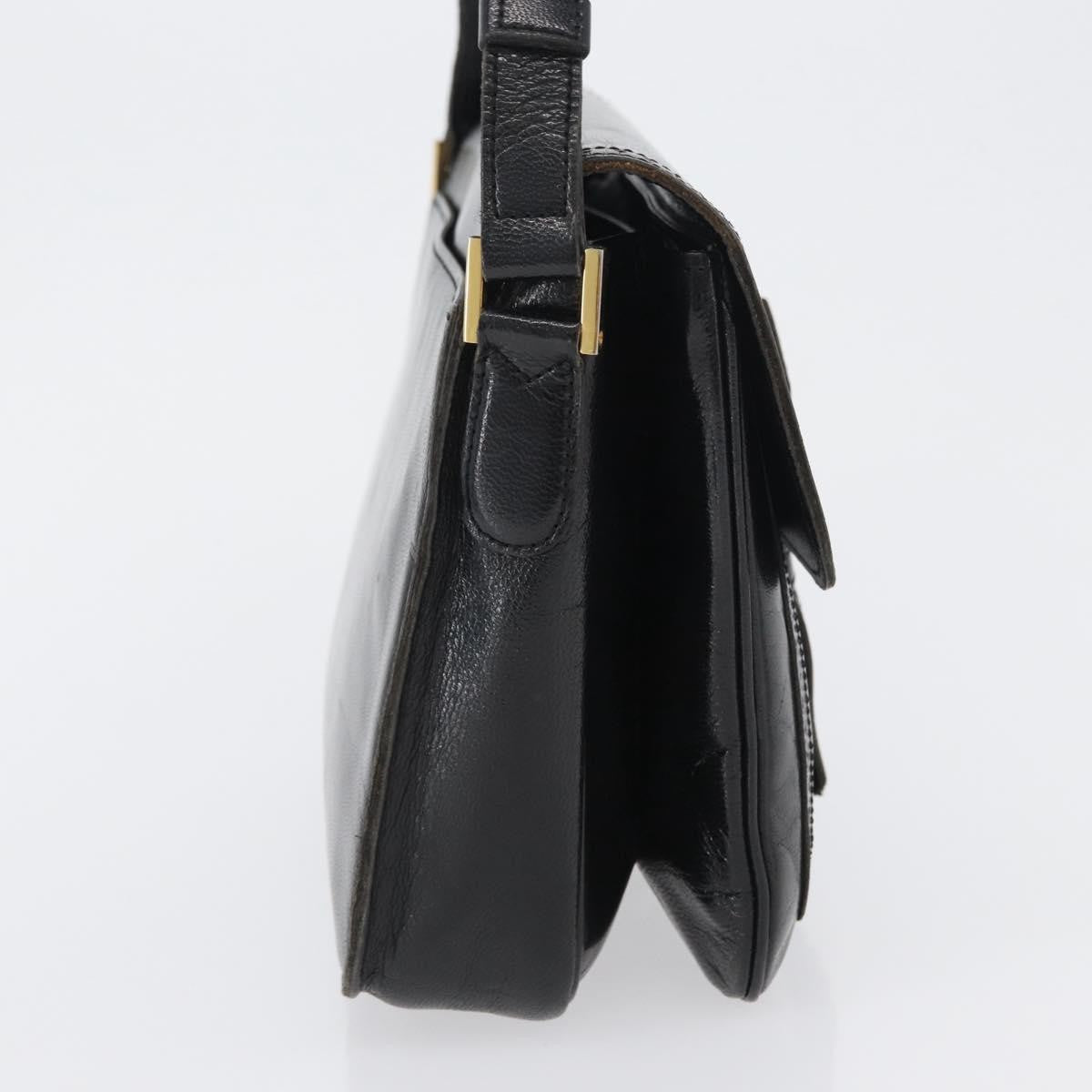 Saint Laurent Vintage Leather Black Leather Shoulder Bag Bag (Pre-Owned)