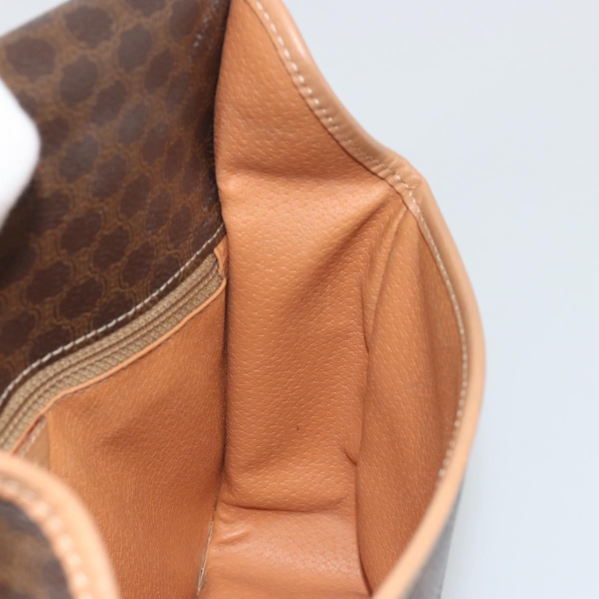Celine Vintage Macadam Circle Logo Canvas And Leather Brown Canvas Shoulder Bag Bag (Pre-Owned)
