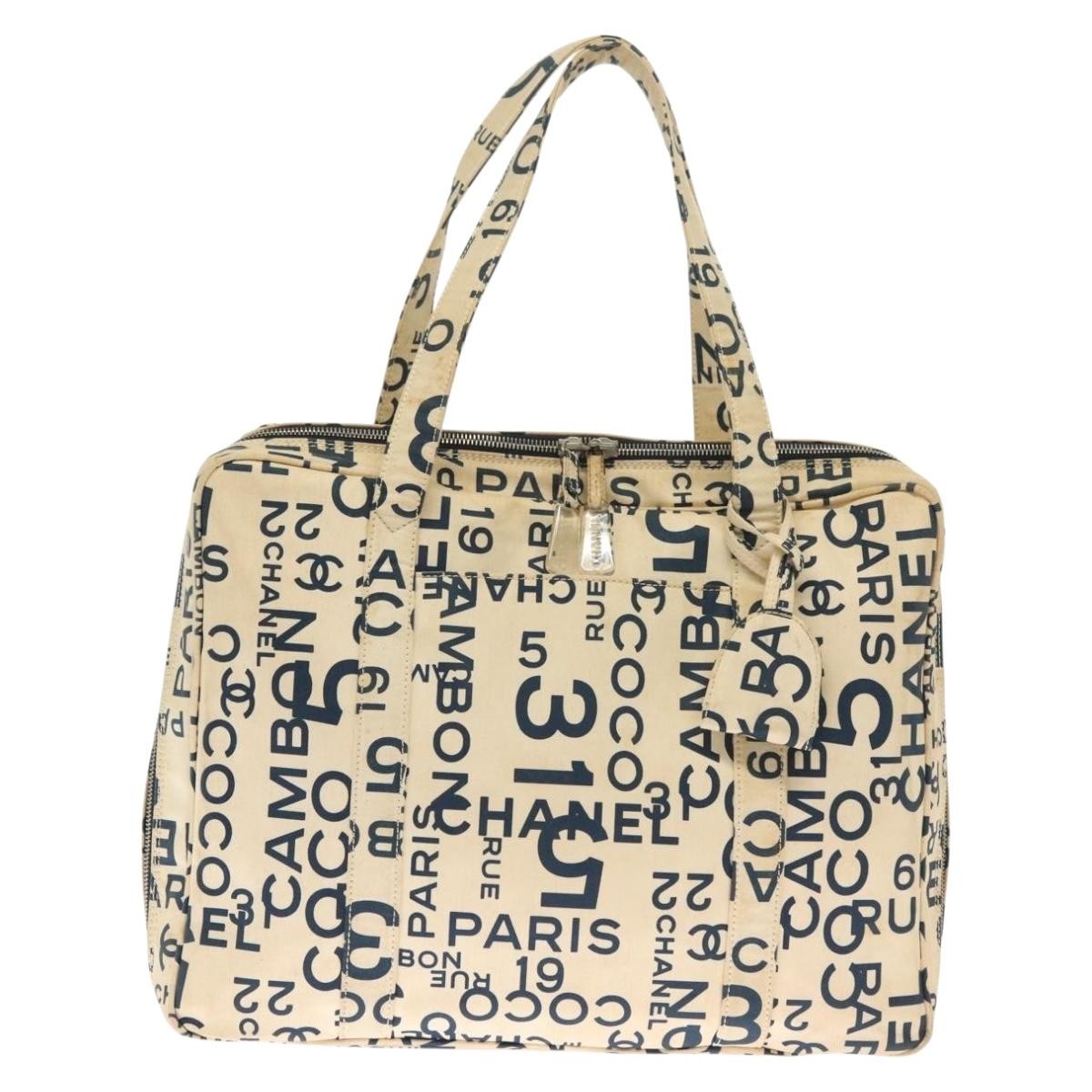 Chanel Cambon Canvas White Canvas Bag (Pre-Owned)