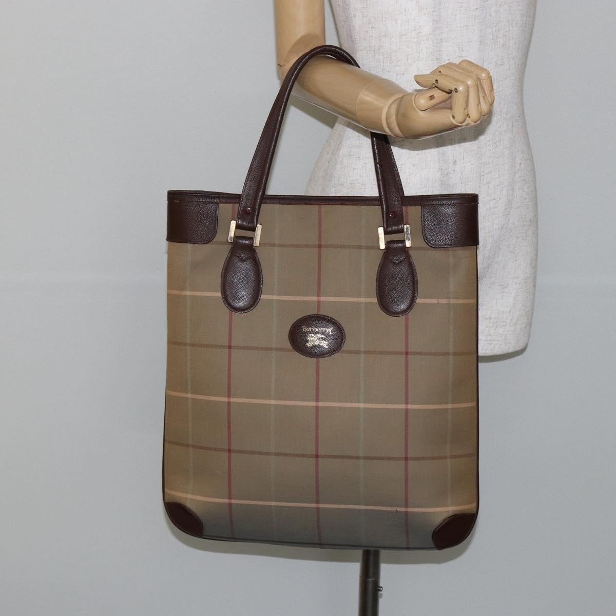 Burberry Nova Check Tote Canvas Check Pattern Beige Canvas Tote Bag Bag (Pre-Owned)