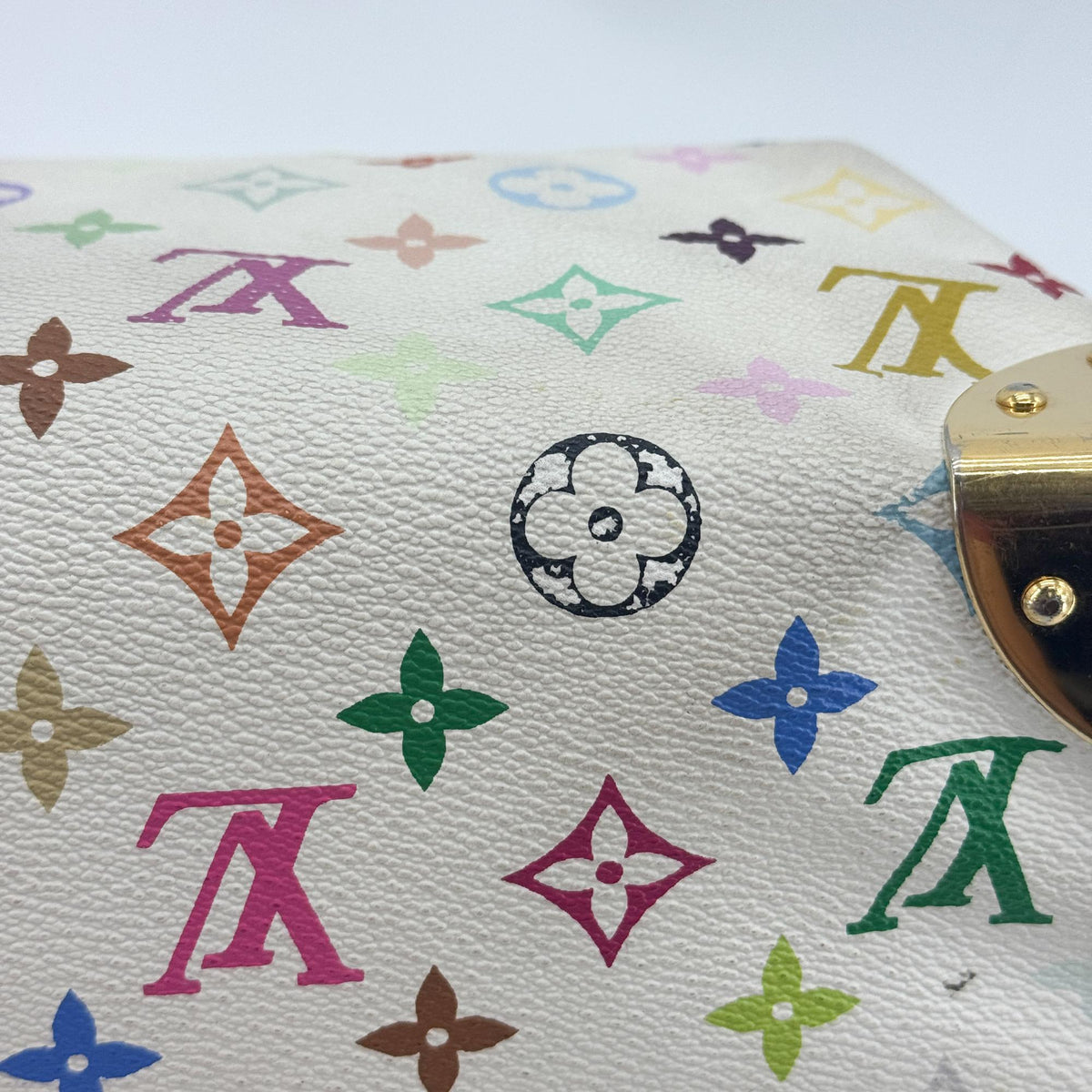 Louis Vuitton Speedy Monogram Multicolor White Canvas Handbag (Pre-Owned)