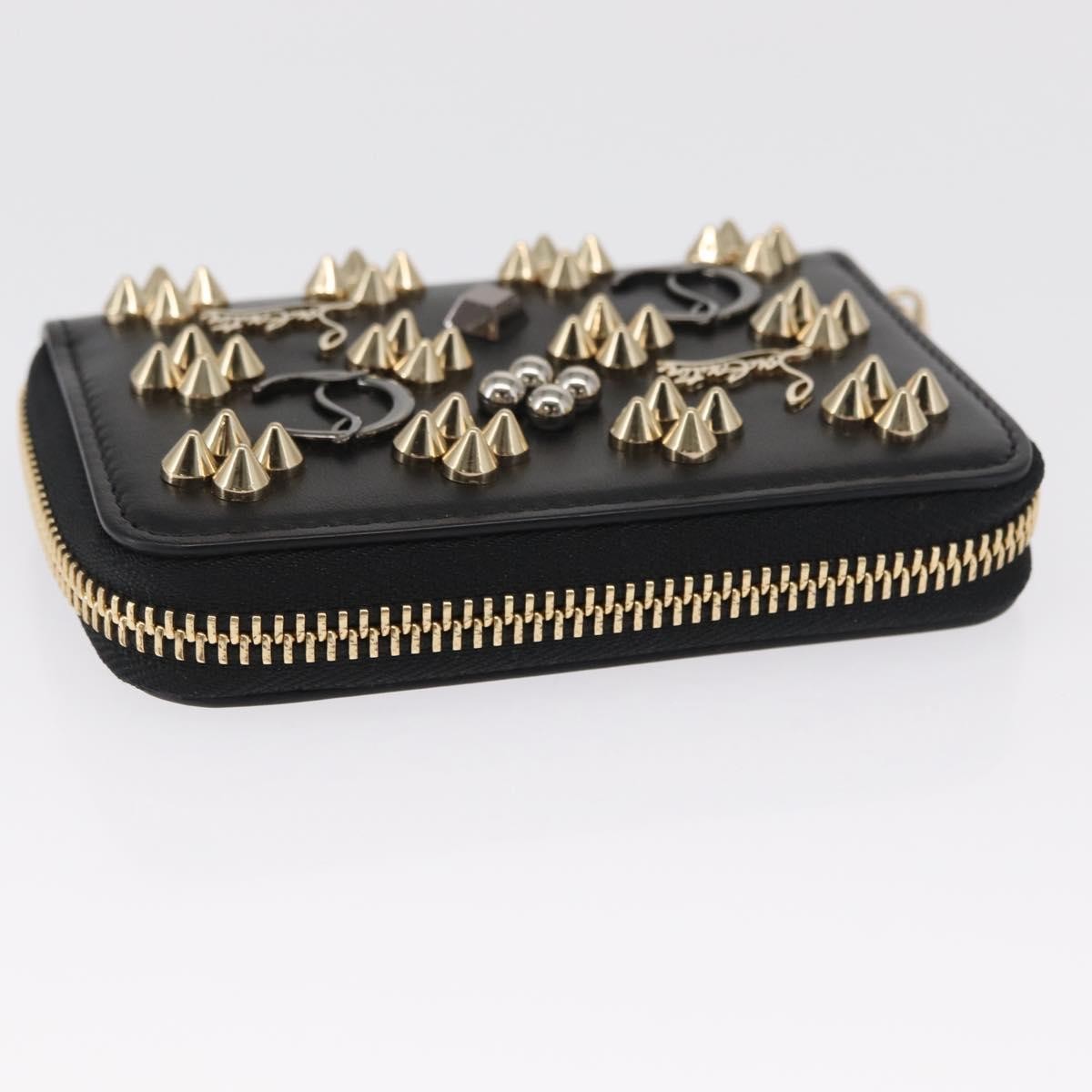 Christian Louboutin Panettone Coin Purse Embellished Leather Black Leather Wallets Accessory (Pre-Owned)