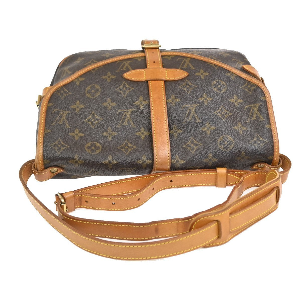 Louis Vuitton Saumur Monogram Brown Leather Shoulder Bag Bag (Pre-Owned)