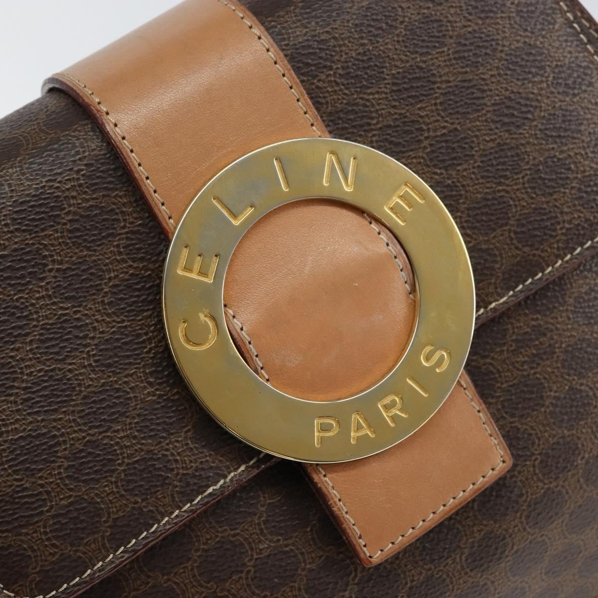 Celine Vintage Macadam Canvas Brown Pvc Handbag (Pre-Owned)